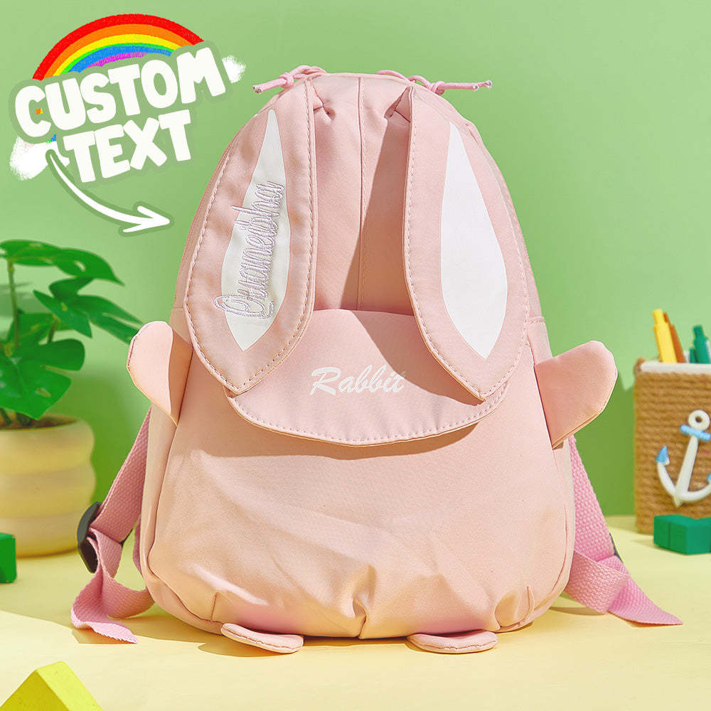 Personalized Name Embroidery Backpack Custom Mini Rabbit Backpack School Bags Gift for Kids - soufeeltest