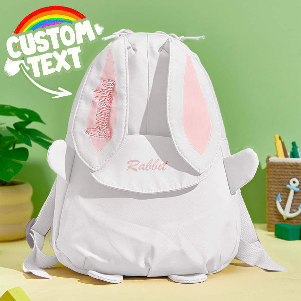 Personalized Name Embroidery Backpack Custom Mini Rabbit Backpack School Bags Gift for Kids - soufeeltest