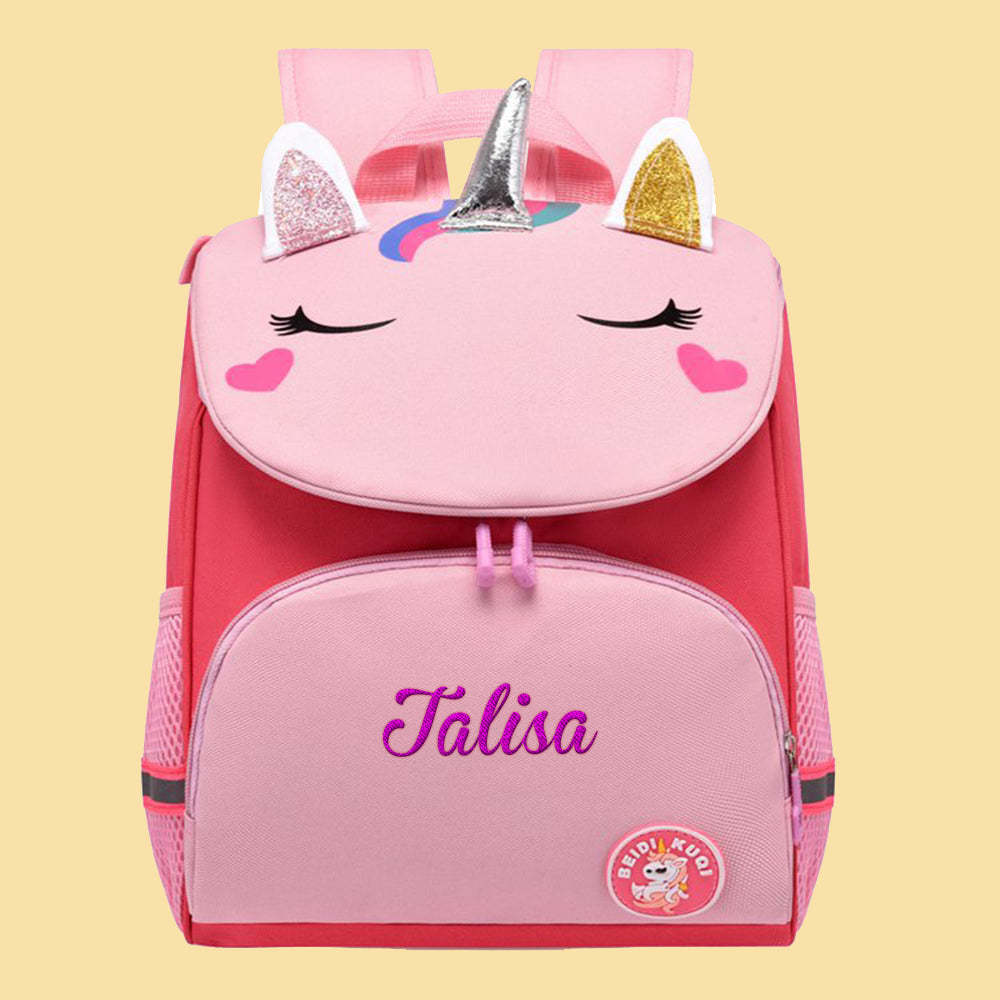 Personalized Name Embroidery Backpack Custom Unicorn Backpack School Bags Gift for Kids - soufeeltest