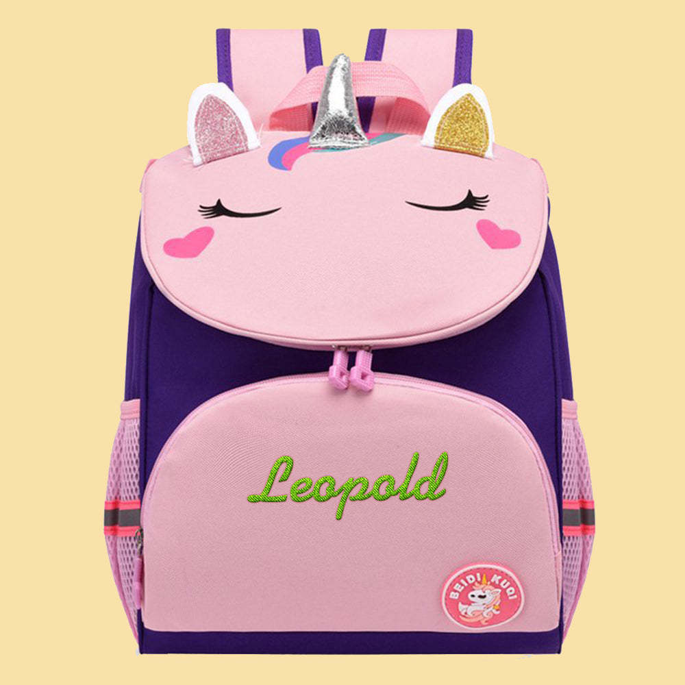 Personalized Name Embroidery Backpack Custom Unicorn Backpack School Bags Gift for Kids - soufeeltest