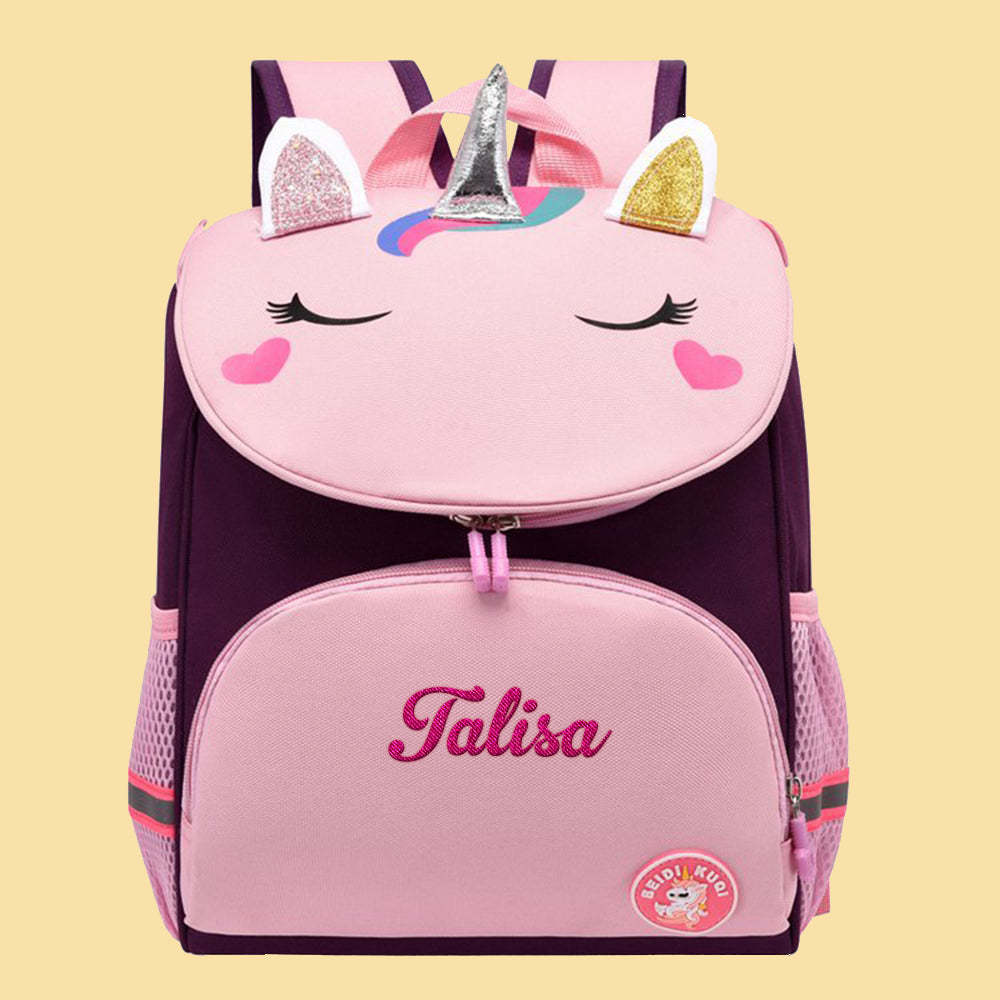 Personalized Name Embroidery Backpack Custom Unicorn Backpack School Bags Gift for Kids - soufeeltest