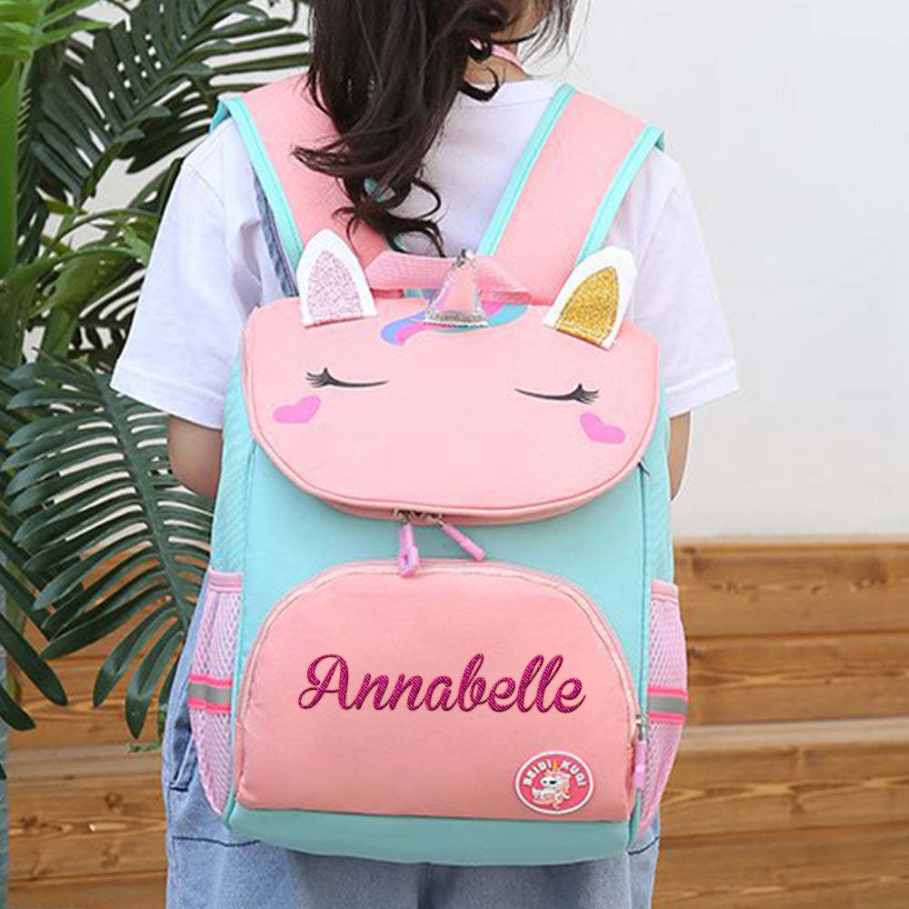 Personalized Name Embroidery Backpack Custom Unicorn Backpack School Bags Gift for Kids - soufeeltest