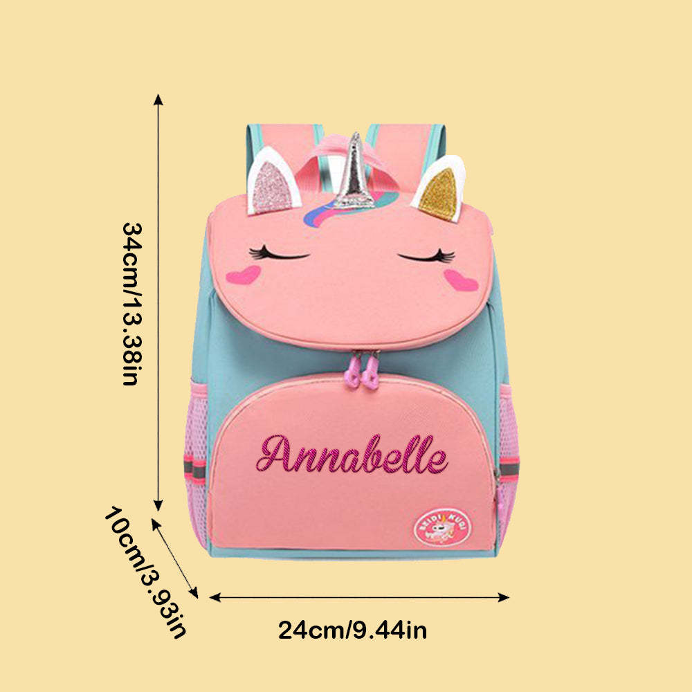 Personalized Name Embroidery Backpack Custom Unicorn Backpack School Bags Gift for Kids - soufeeltest
