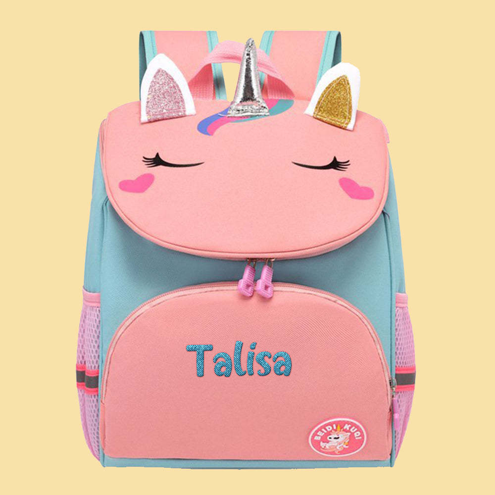 Personalized Name Embroidery Backpack Custom Unicorn Backpack School Bags Gift for Kids - soufeeltest