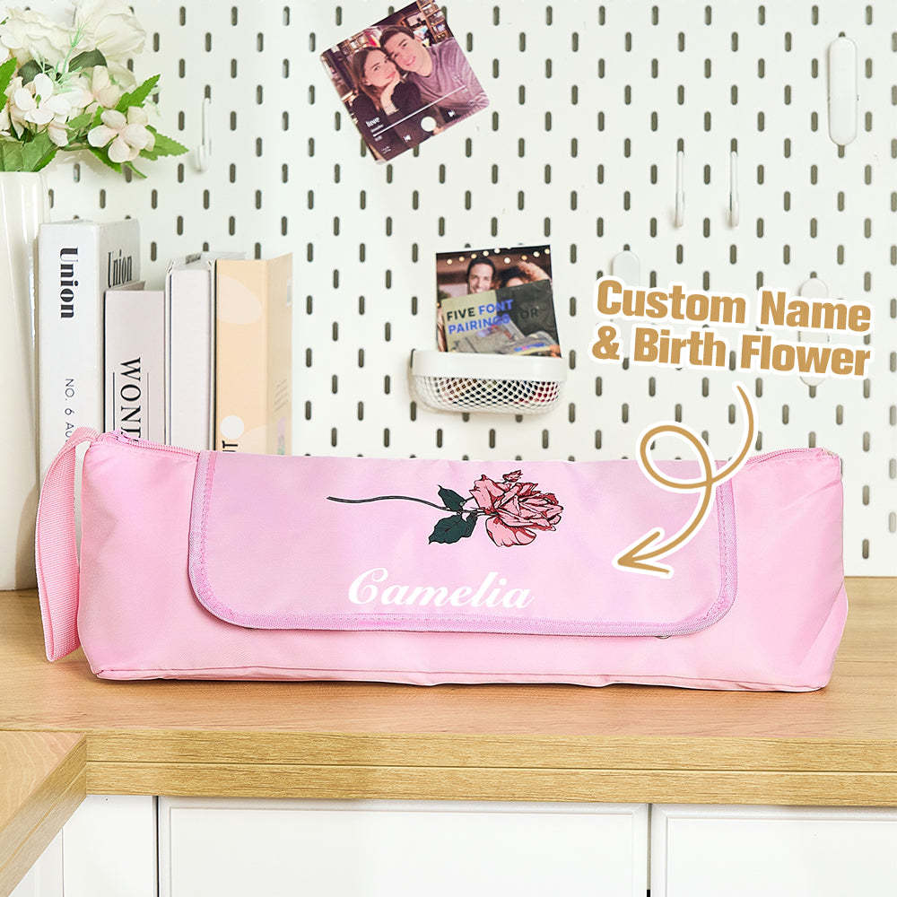 Personalized Birth Flower Heating Rod Storage Bag Waterproof Hairdressing Tool Kit Travel Accessories Gift for Her - soufeelus