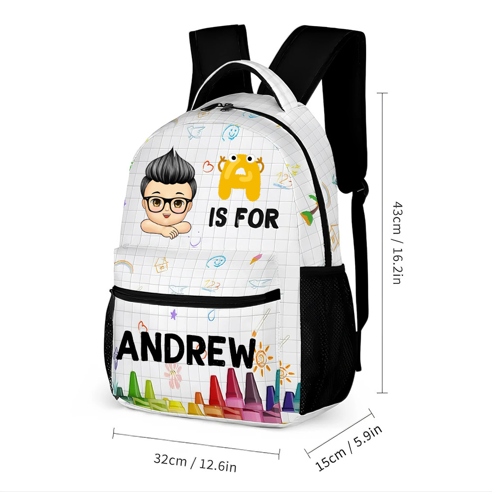 Custom Kid Backpack Custom School Kids Name Backpack Gift For Back To School First Day of School Gift for Student Son Daughter - soufeelus