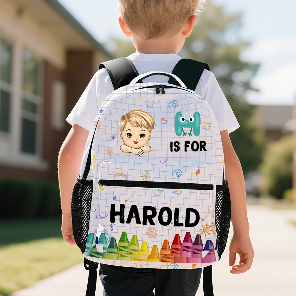 Custom Kid Backpack Custom School Kids Name Backpack Gift For Back To School First Day of School Gift for Student Son Daughter - soufeelus