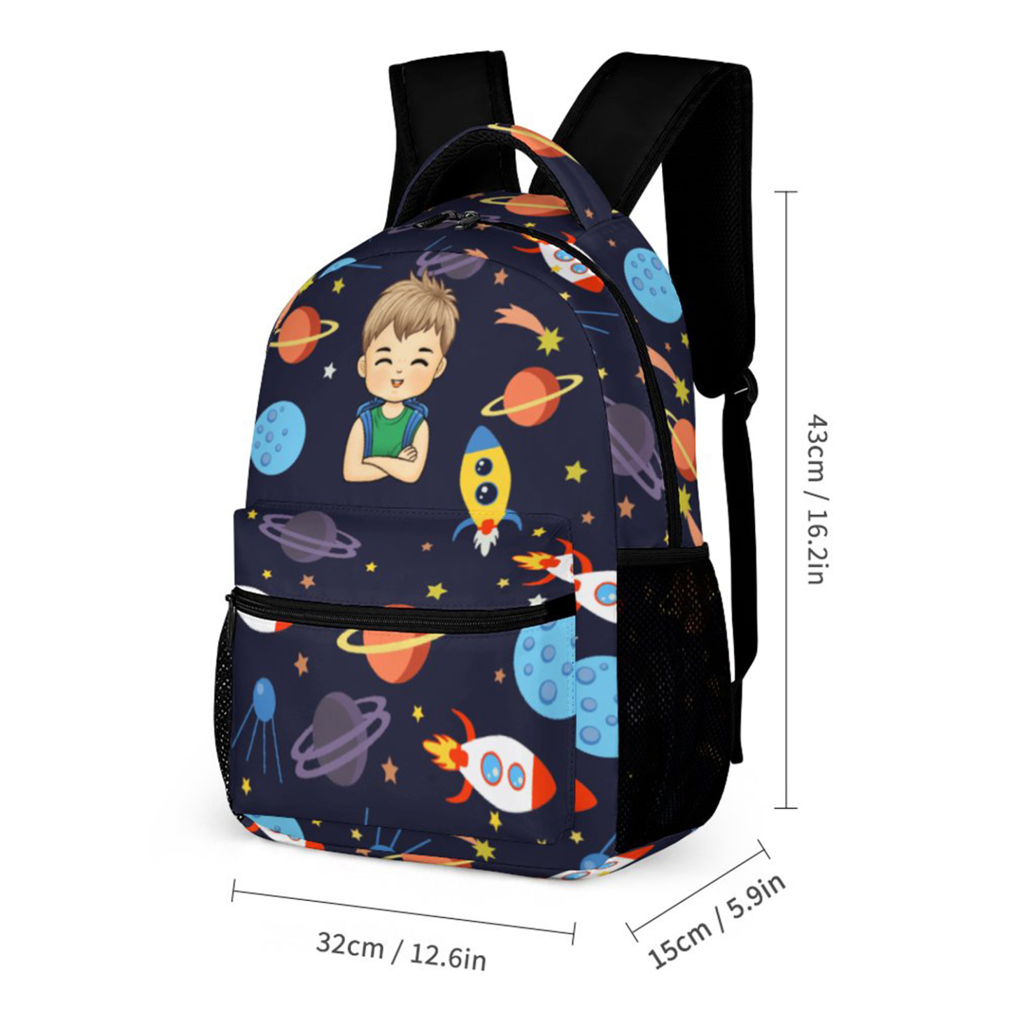 Custom Kid Backpack Custom Name Portrait Backpack Optional Background Back To School Gift For Kid - soufeelus
