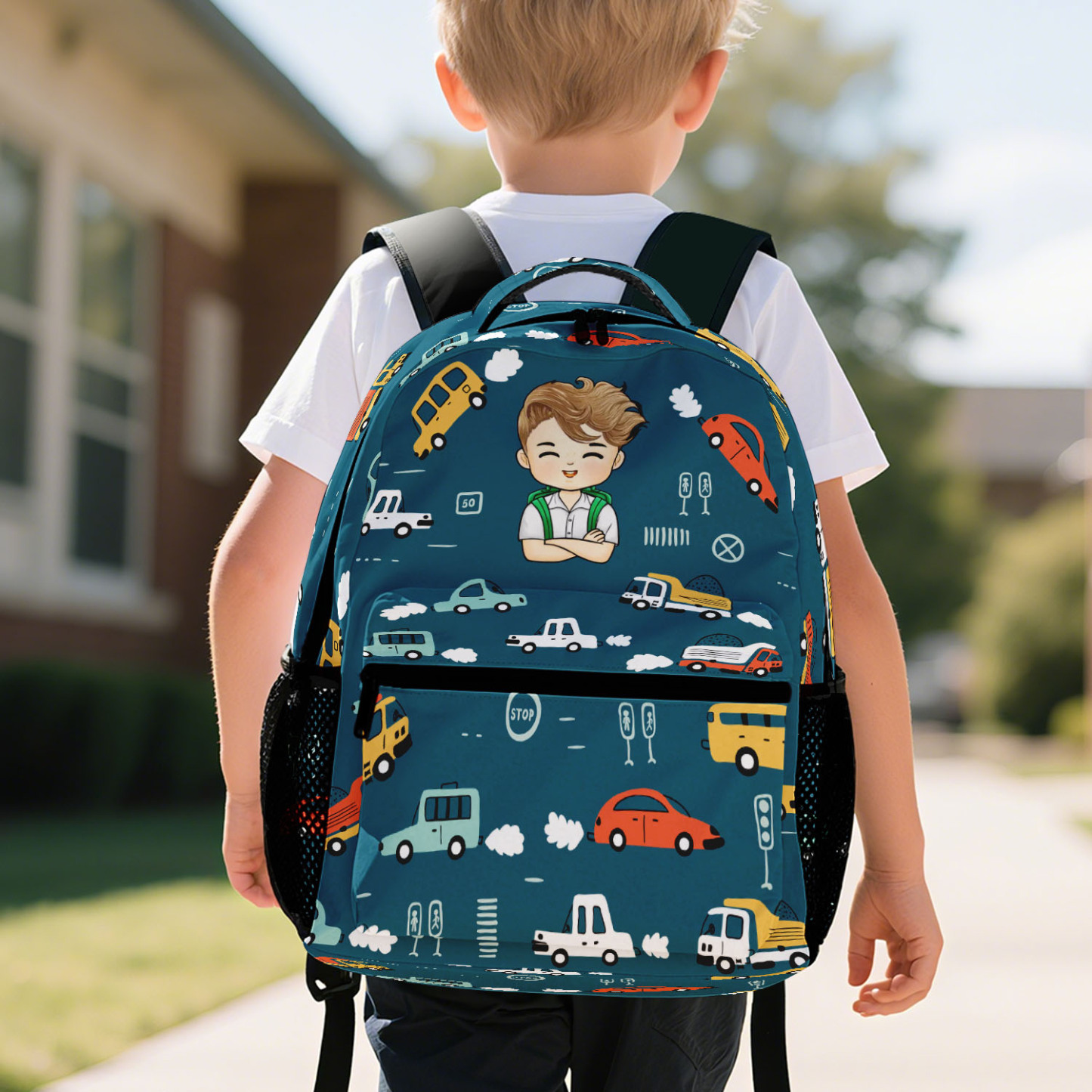 Custom Kid Backpack Custom Name Portrait Backpack Optional Background Back To School Gift For Kid - soufeelus