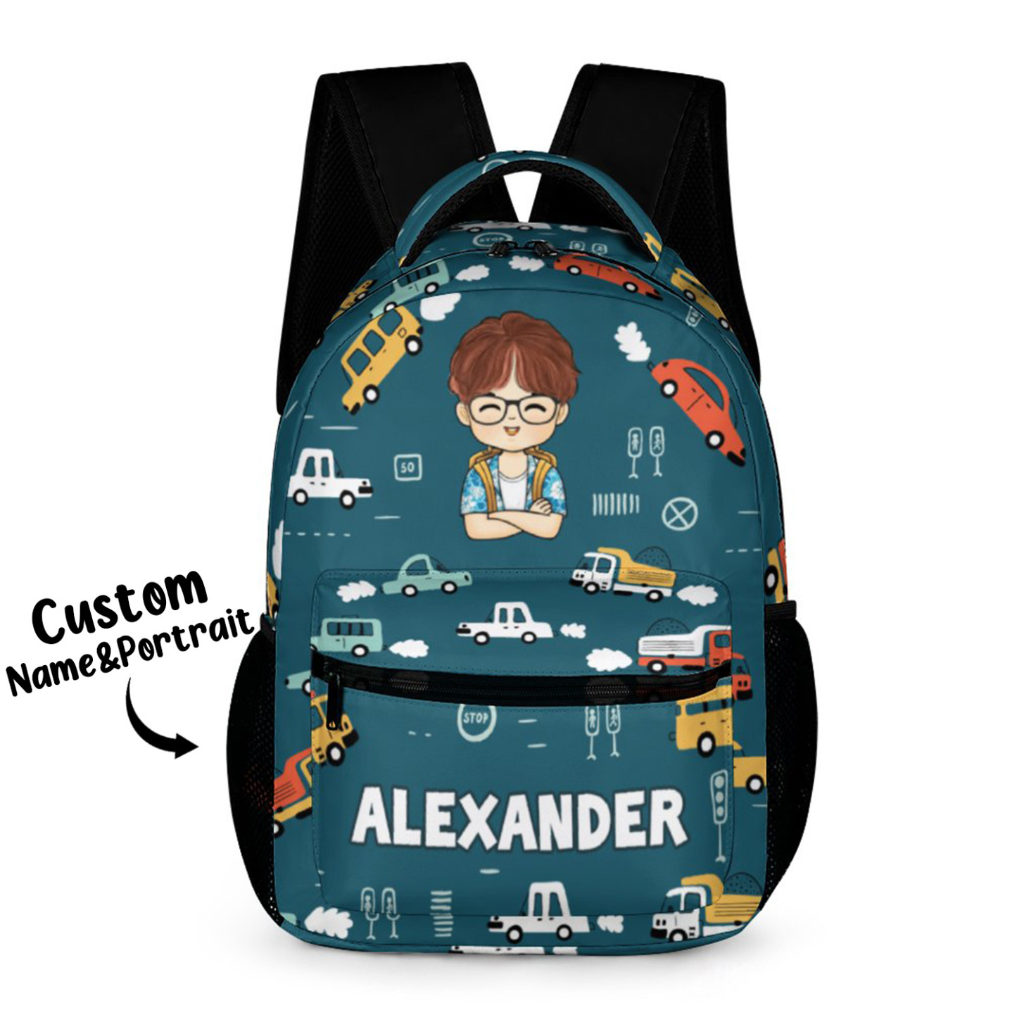 Custom Kid Backpack Custom Name Portrait Backpack Optional Background Back To School Gift For Kid - soufeelus