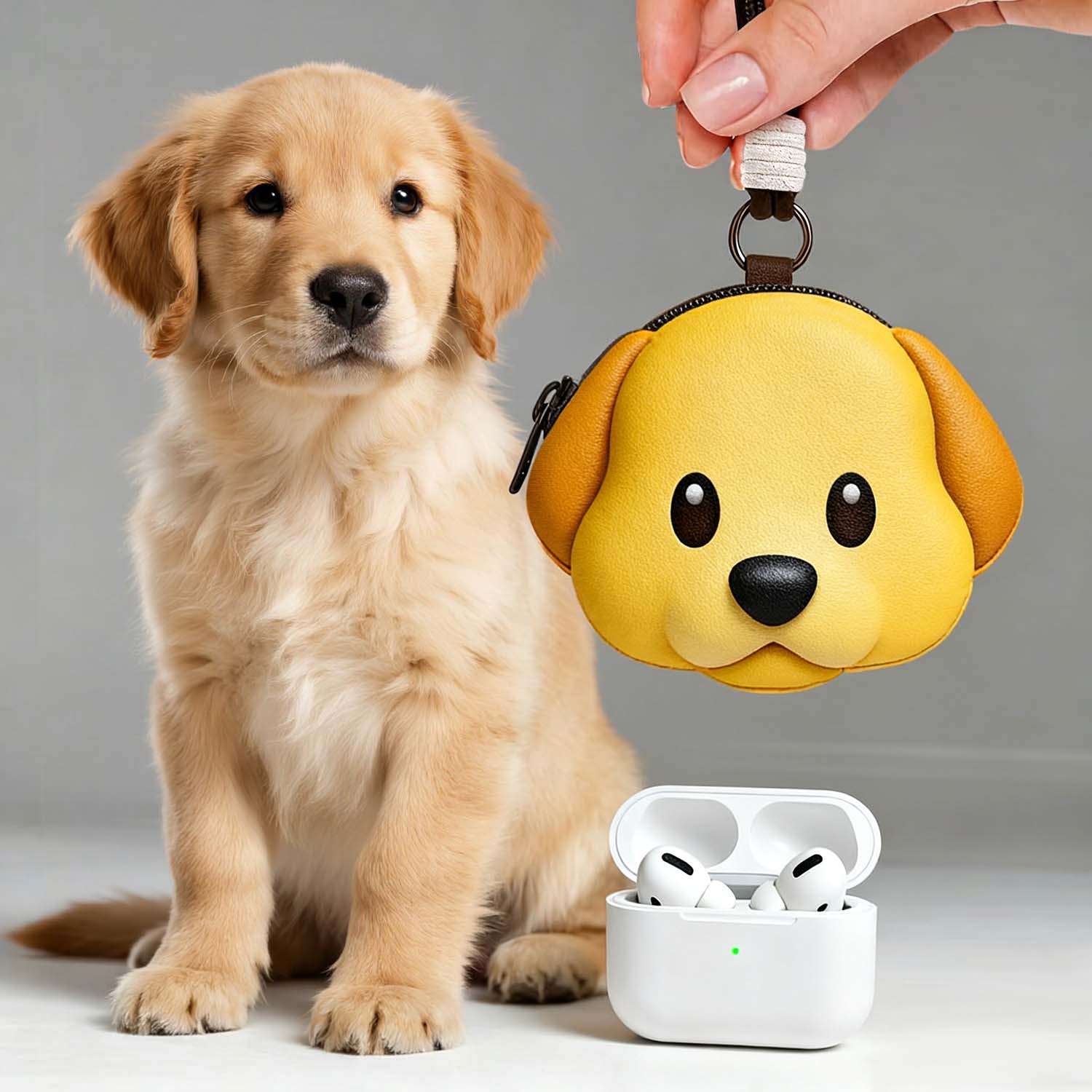 Custom Emoji Earphone Bag - Turn Your Photo Into Emoji Personalized Emoji Small Earphone bag with Zipper and Lanyard Coin Purse detail