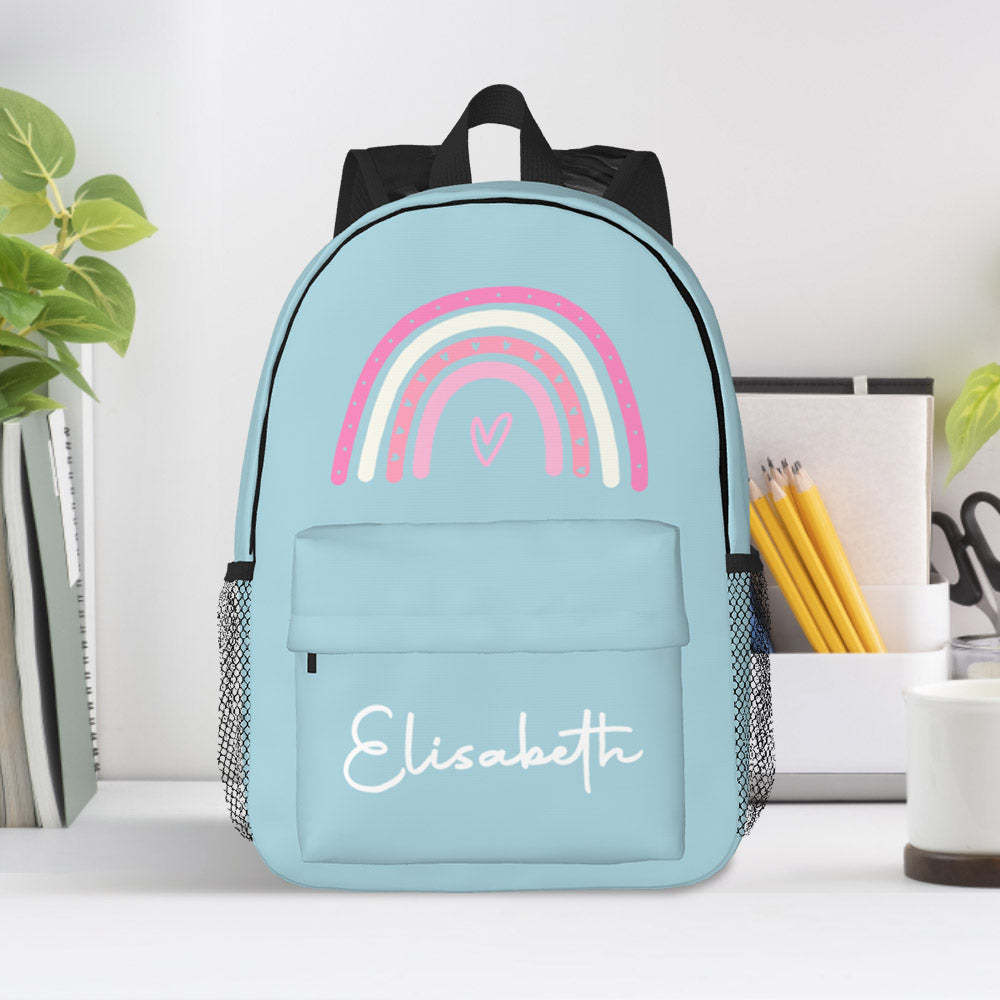 Custom Name Backpack Personalised Rainbow Design School Bag - soufeeltest