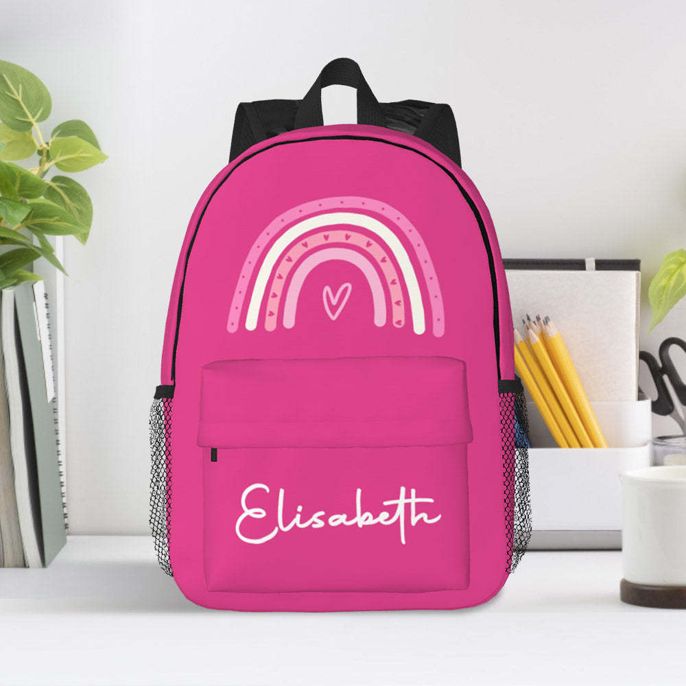Custom Name Backpack Personalised Rainbow Design School Bag - soufeeltest