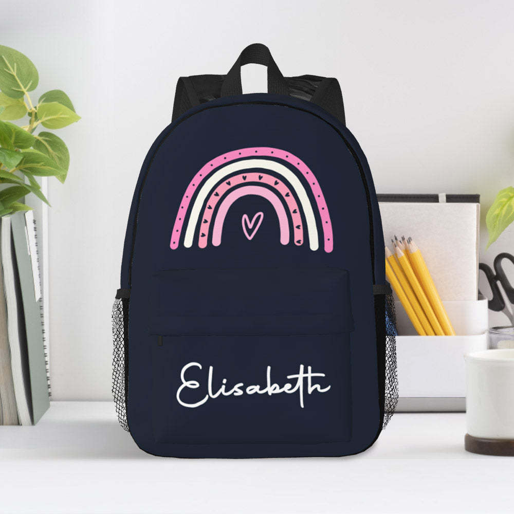 Custom Name Backpack Personalised Rainbow Design School Bag - soufeeltest
