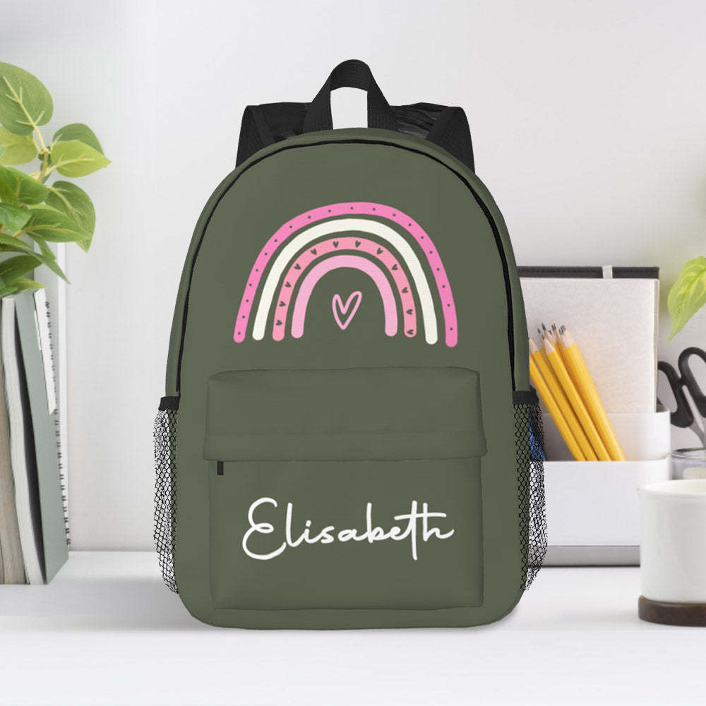 Custom Name Backpack Personalised Rainbow Design School Bag - soufeeltest