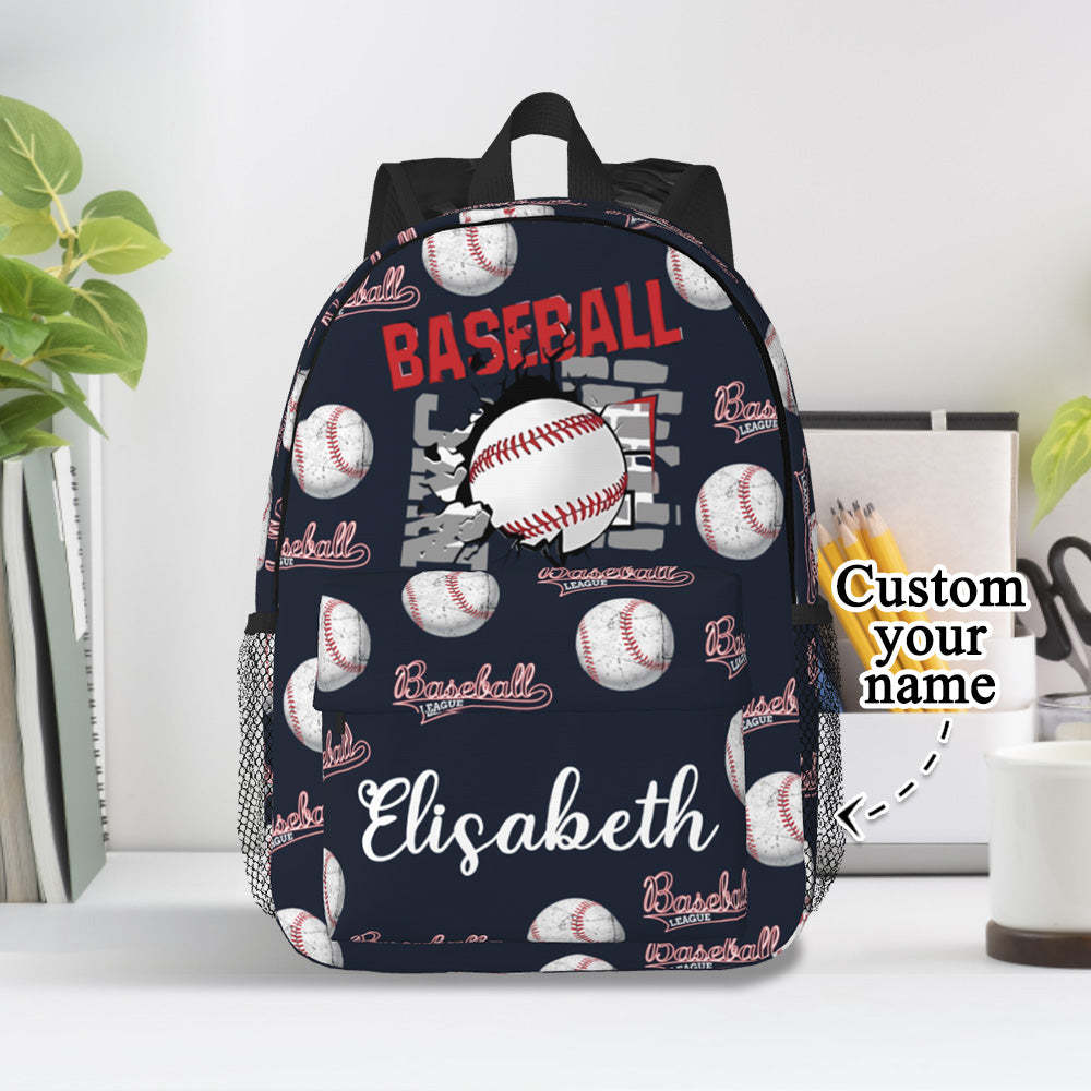 Custom Name Backpack Personalised Baseball School Bag for Kids - mysiliconefoodbag