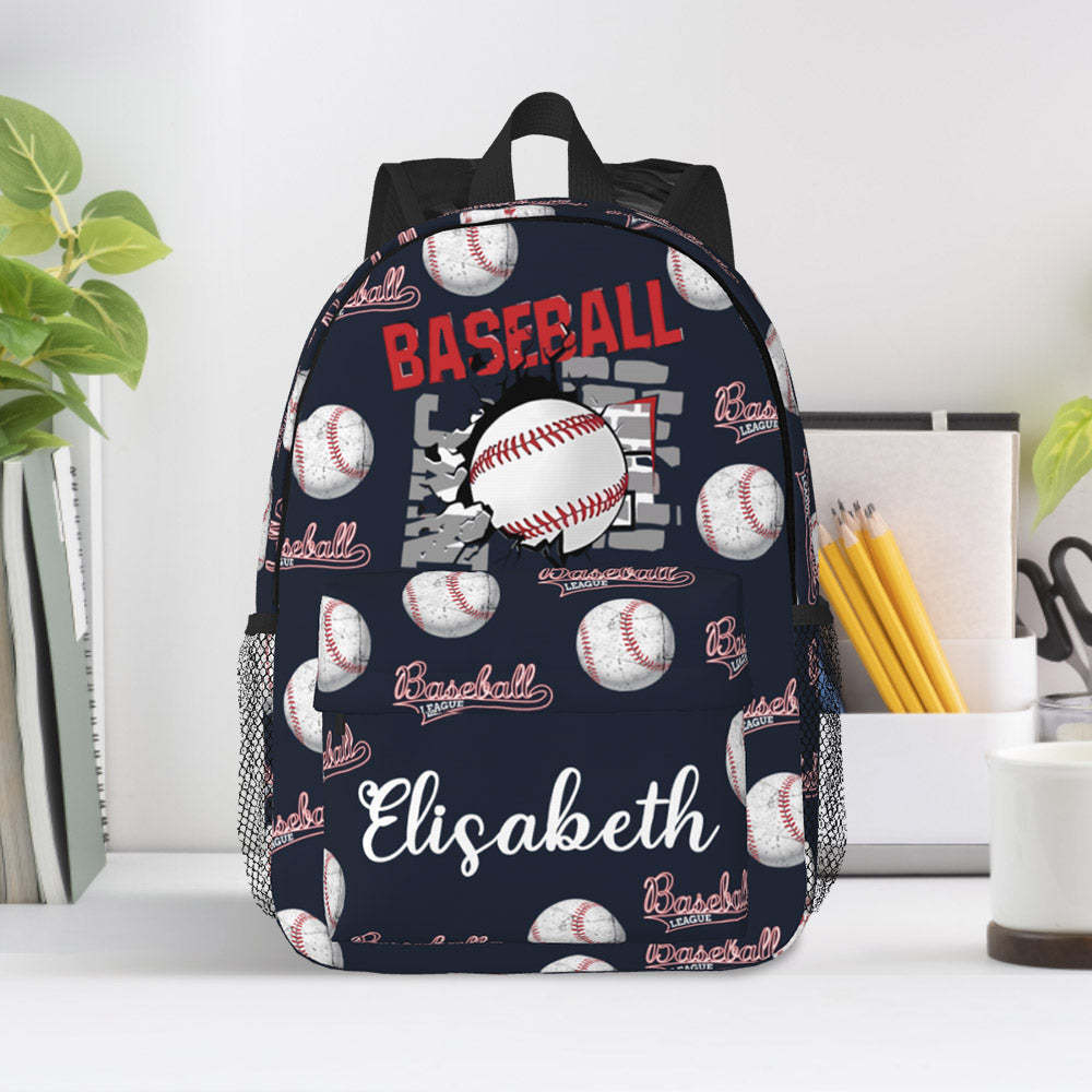 Custom Name Backpack Personalised Baseball School Bag for Kids - mysiliconefoodbag