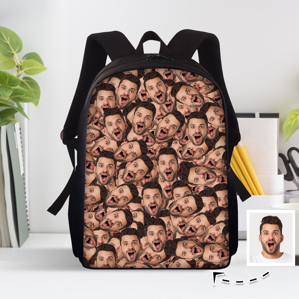Custom Face Backpack Personalised Funny School Bag for Students - soufeeltest