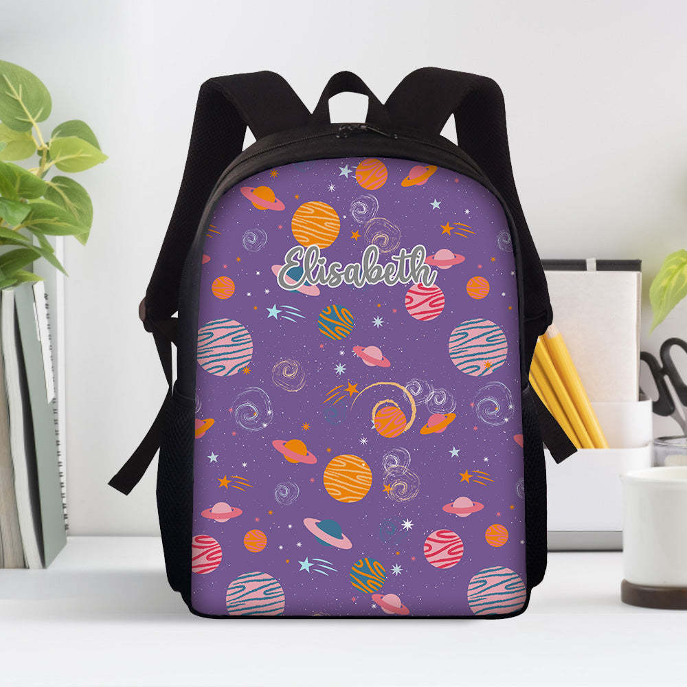 Custom Name Backpack Personalised Planet School Bag for Kids - soufeeltest