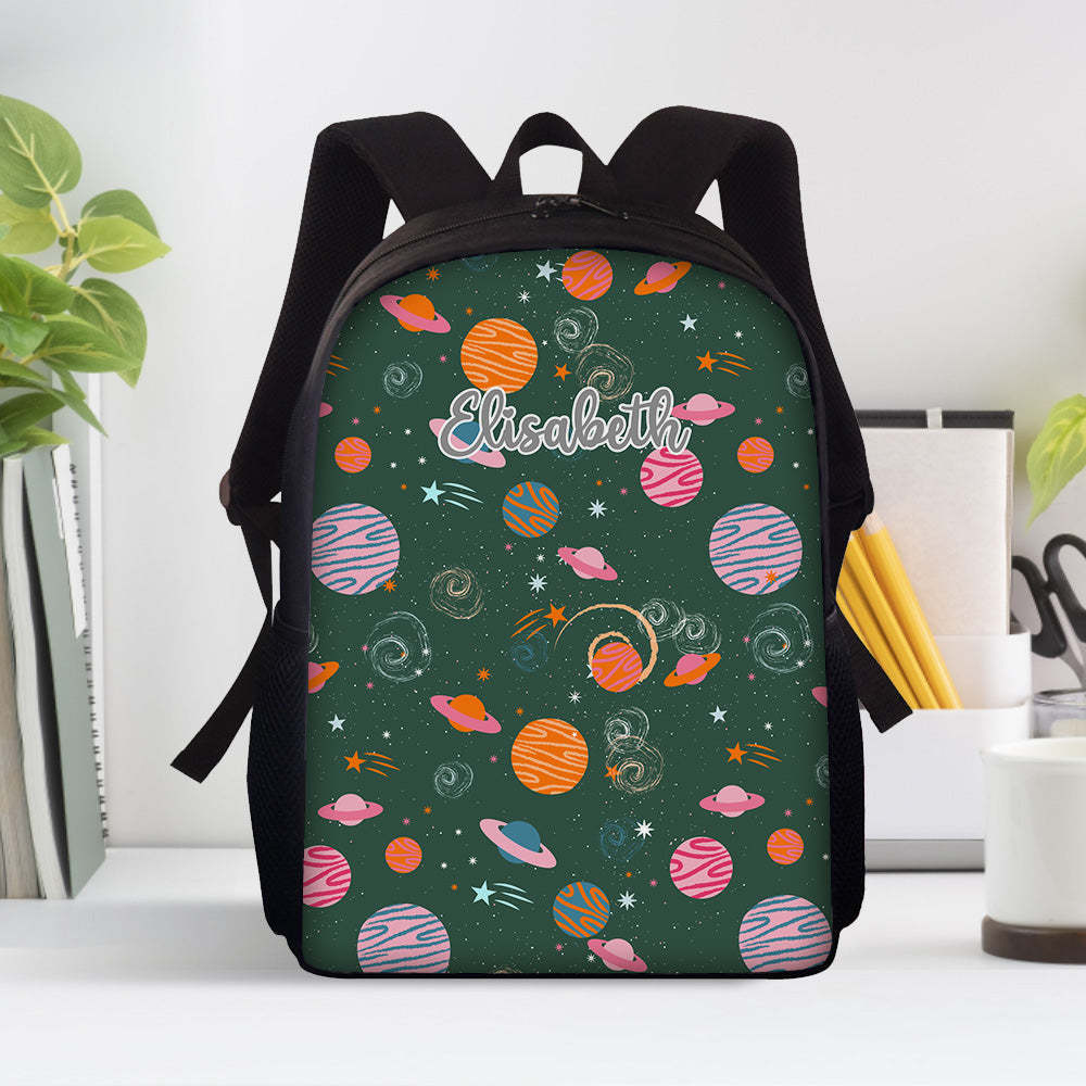 Custom Name Backpack Personalised Planet School Bag for Kids - soufeeltest