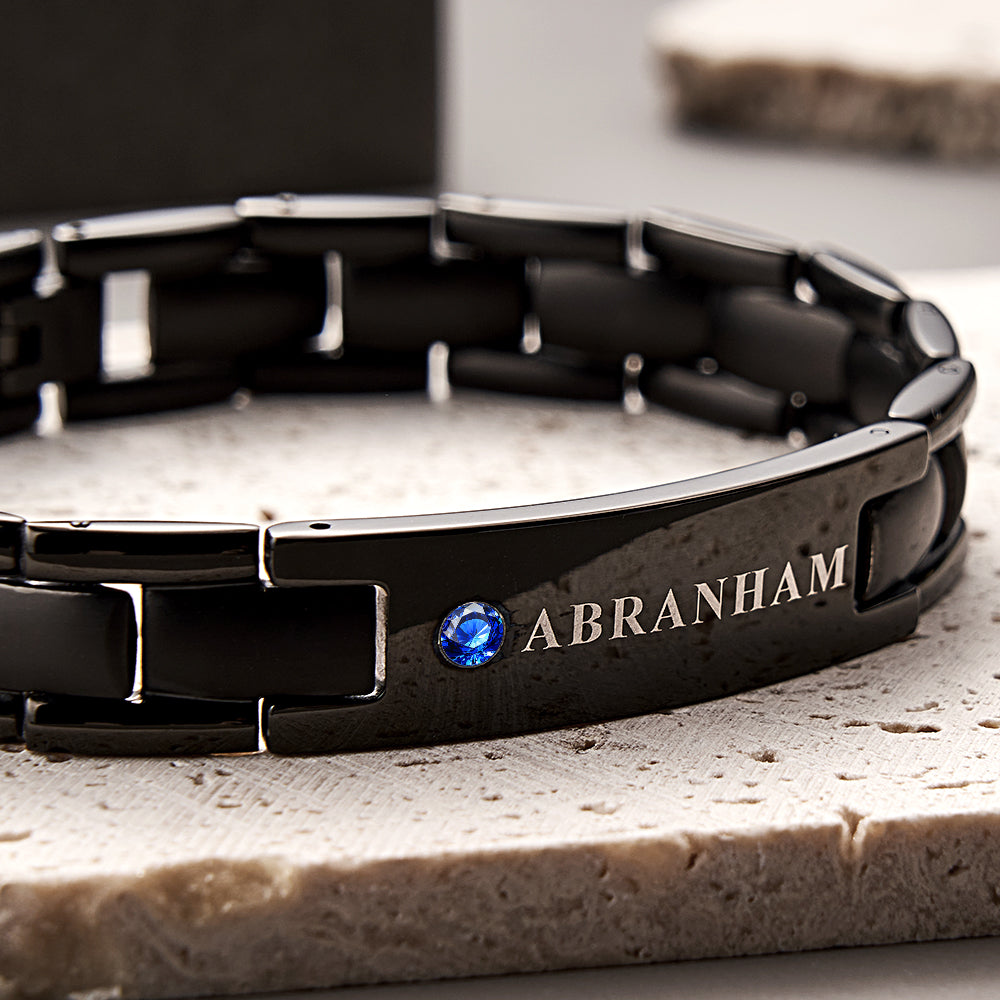 Personalized Diamond Bracelet Engravable Vintage Bracelet Gift For Men - soufeelus