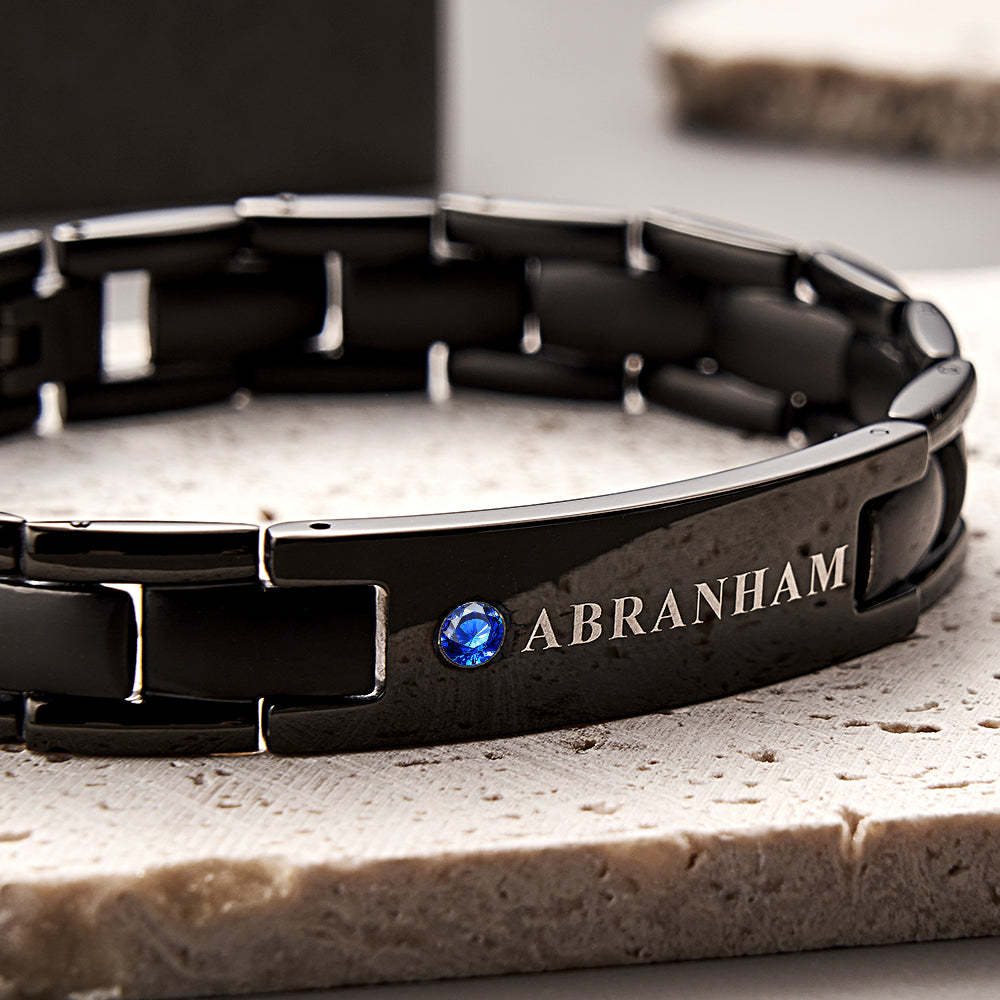 Personalized Diamond Bracelet Engravable Vintage Bracelet Gift For Men - soufeelus