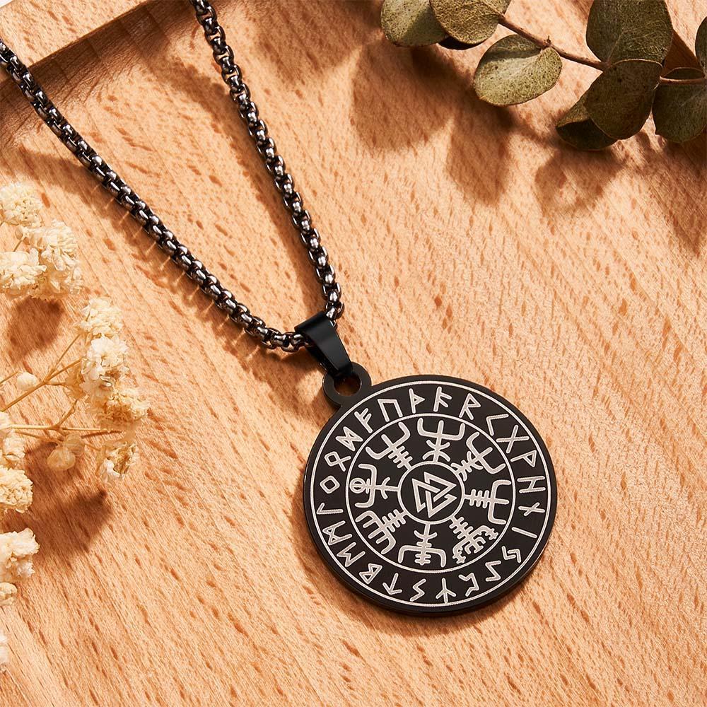 Engravable Necklace Norse Compass Viking Pendant Necklace For Men - soufeelus