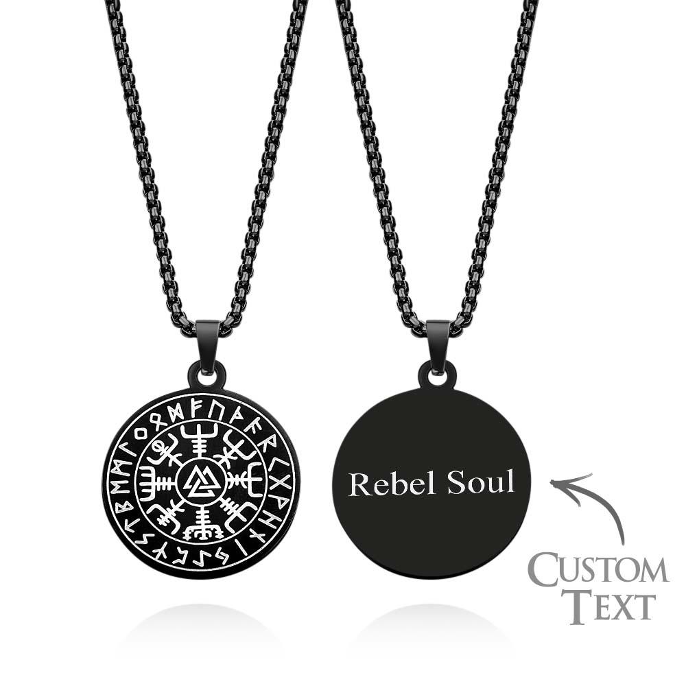 Engravable Necklace Norse Compass Viking Pendant Necklace For Men - soufeelus