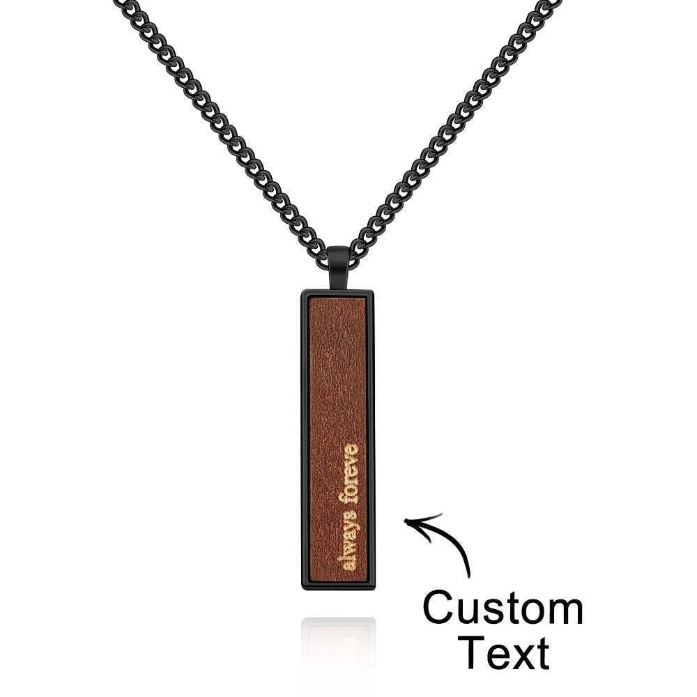 Engravable Wood And Metal Necklace Personalized Retro Pendant Gift for Wedding Anniversary - soufeelus
