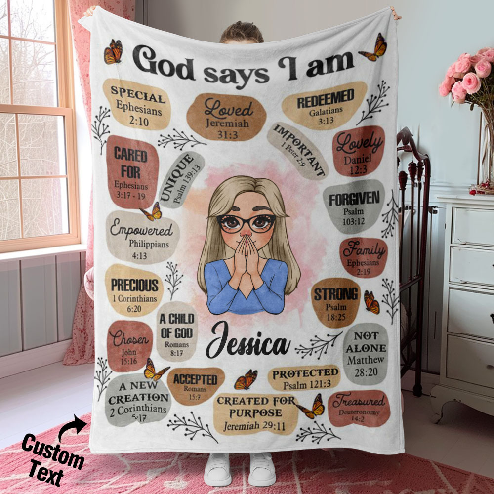 Personalized Blanket God Says I Am Custom Perfect Love Fleece Photo Blanket Gifts Mother's Day Gifts - soufeelus