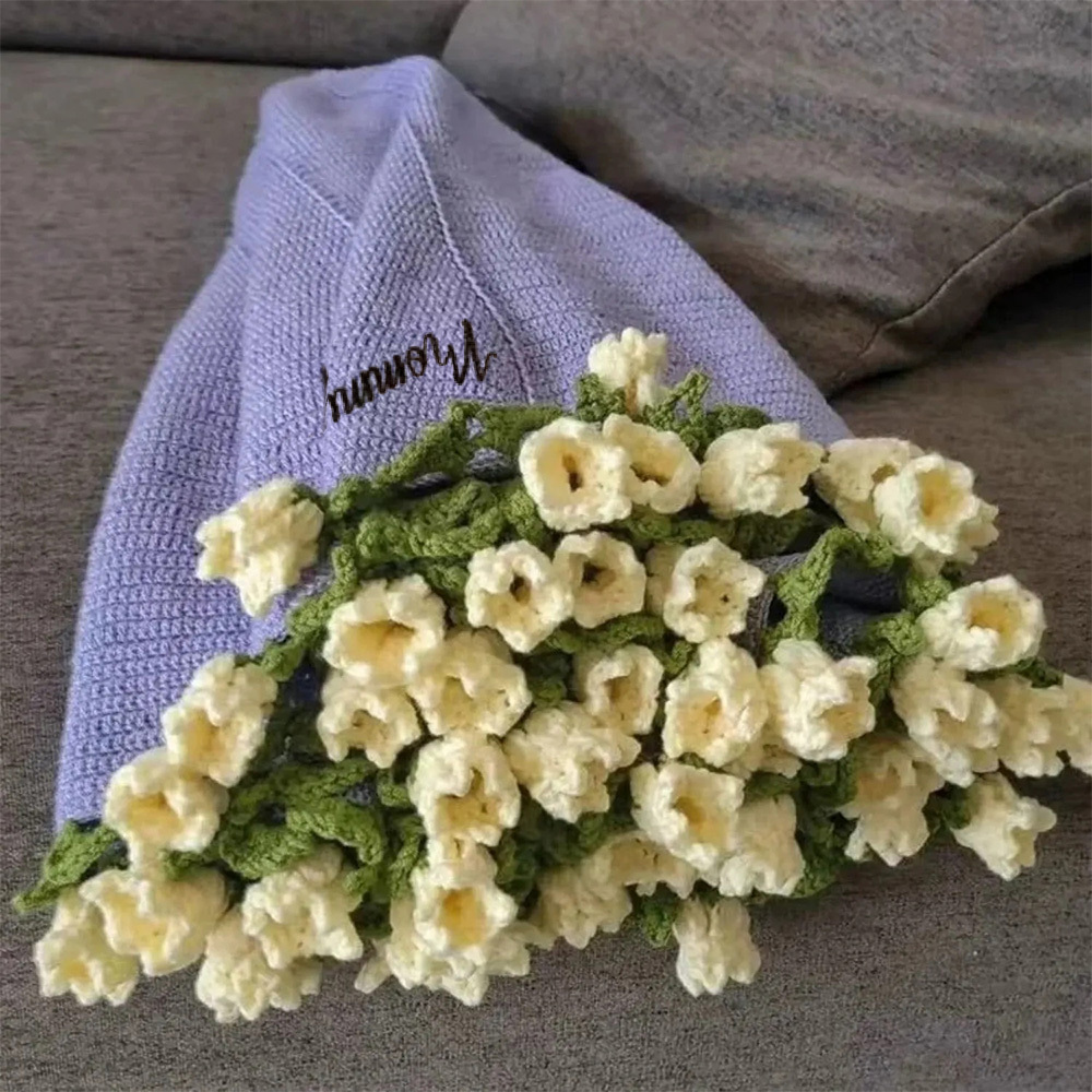 Hand-Knitted Rose Blanket DIY Kit & Ready-Made Gift for Mother's Day Valentine's Day