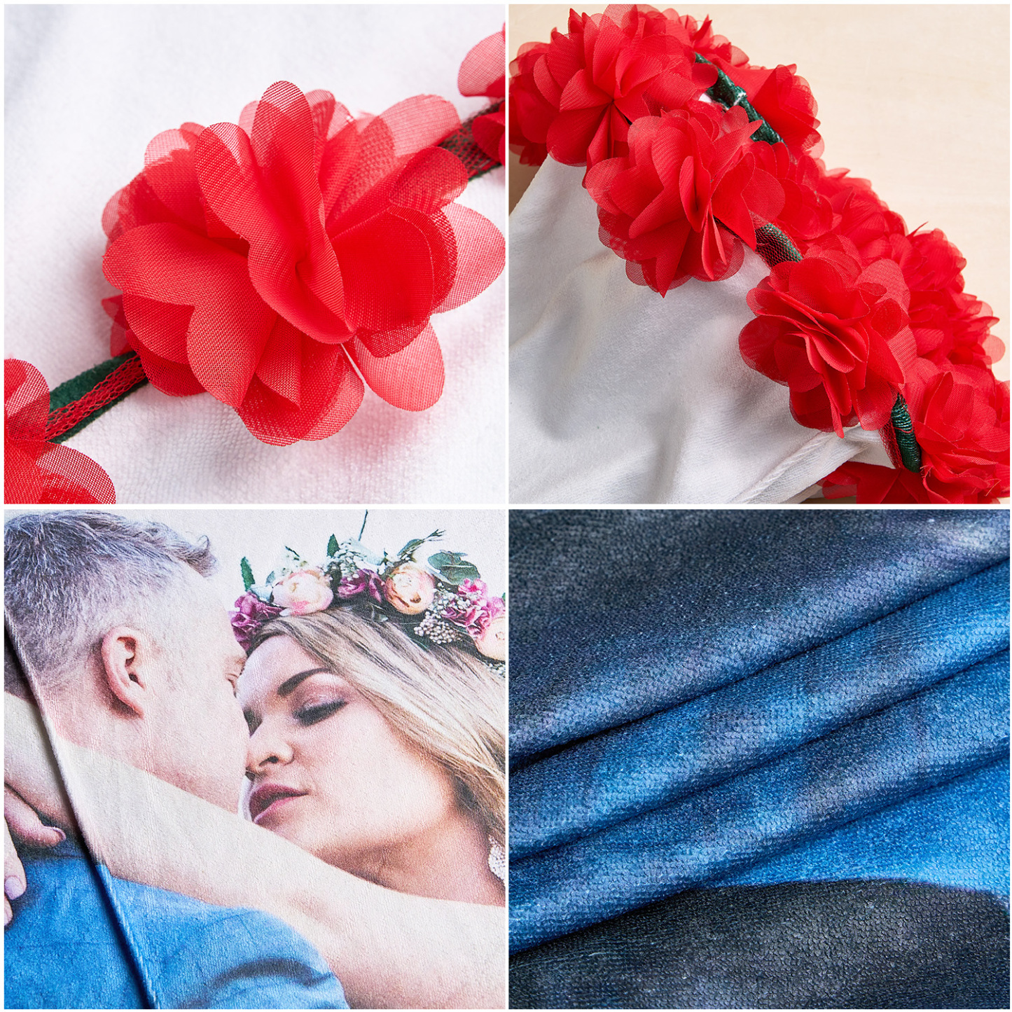 Custom Photo Knitted Blanket Personalized Blanket with Floral Edging Valentine's Day Gift, Mother's Day Gift