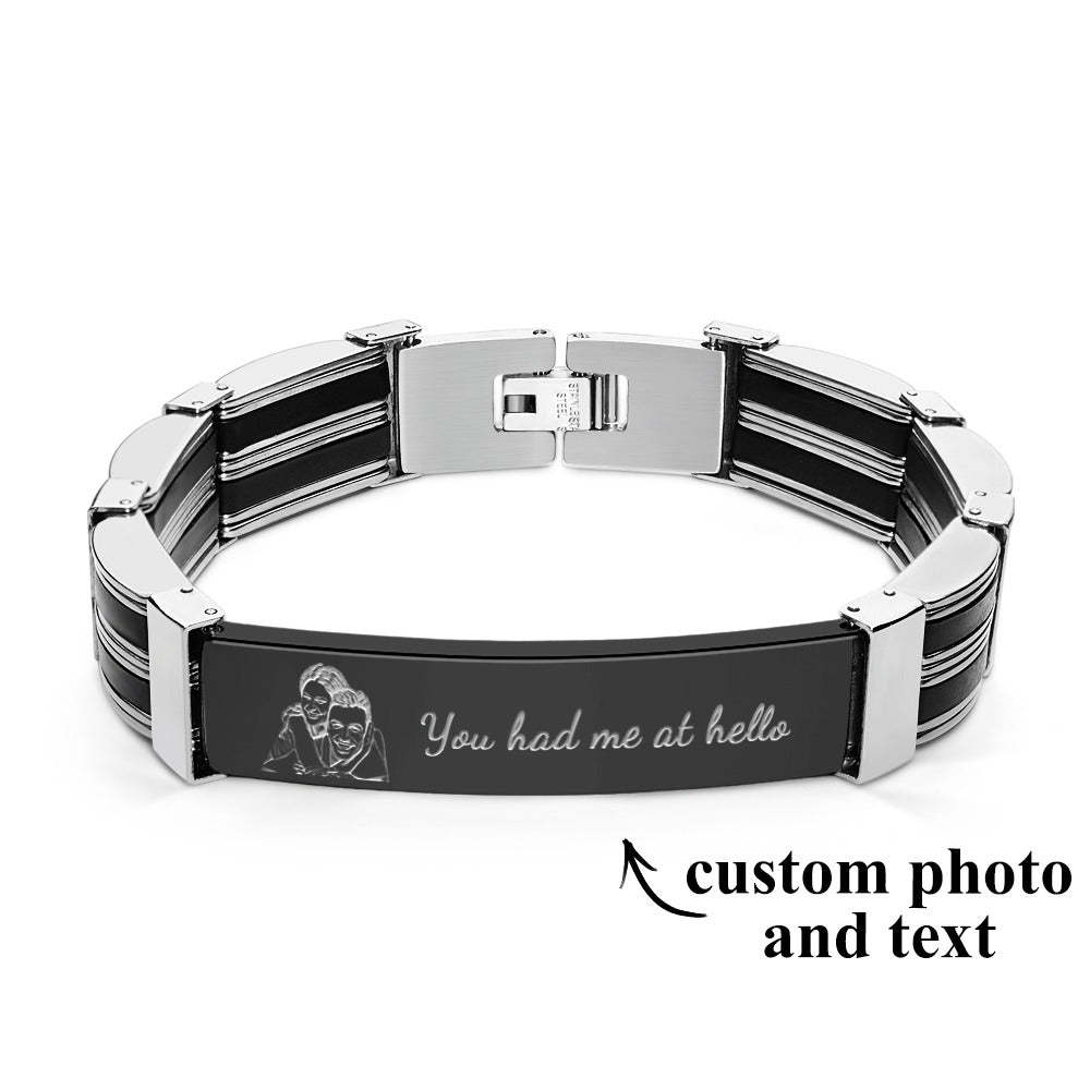 Personalized Photo Bracelet With Text Trendy Bracelet Father's Day Gift For Men - soufeelus