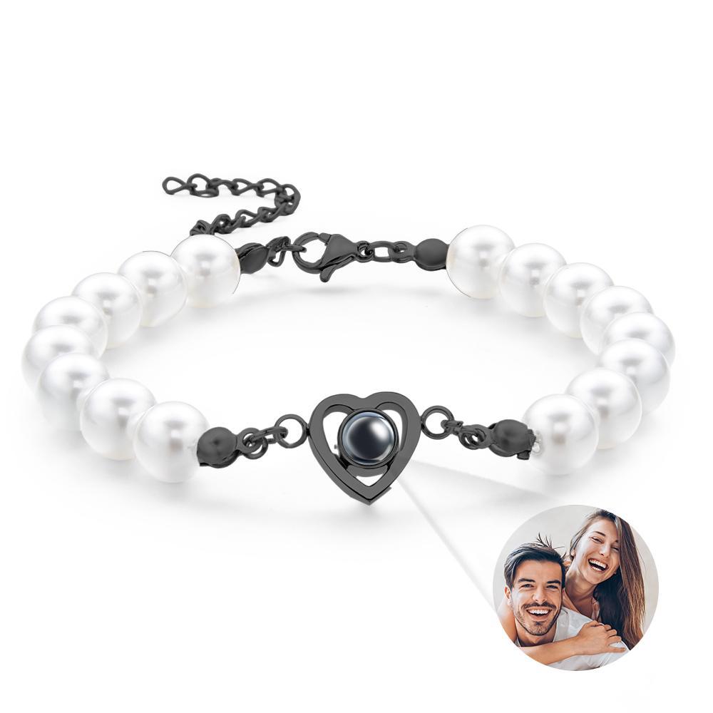 Custom Projection Bracelet Heart Pearl Gift for Her - soufeelus