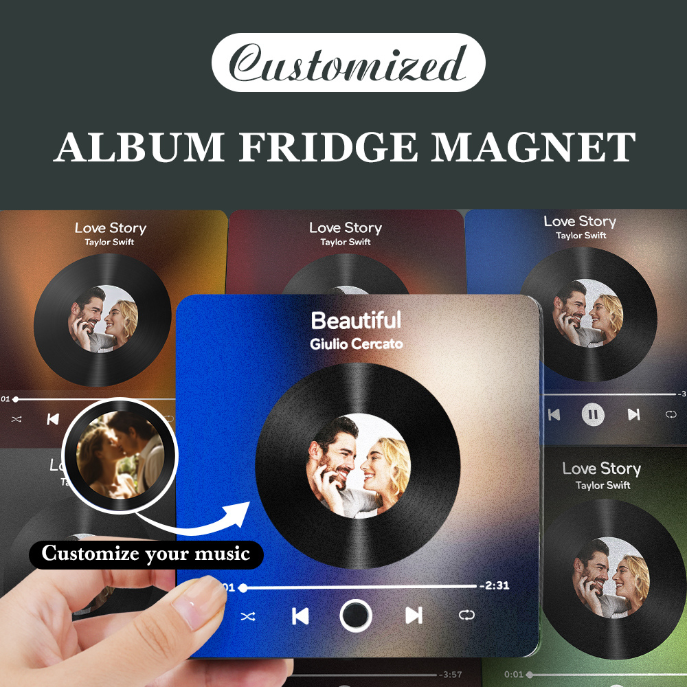 Custom Photo Album Fridge Magnet Personalized Music Fridge Magnet Can Play Songs and Volume Adjustment