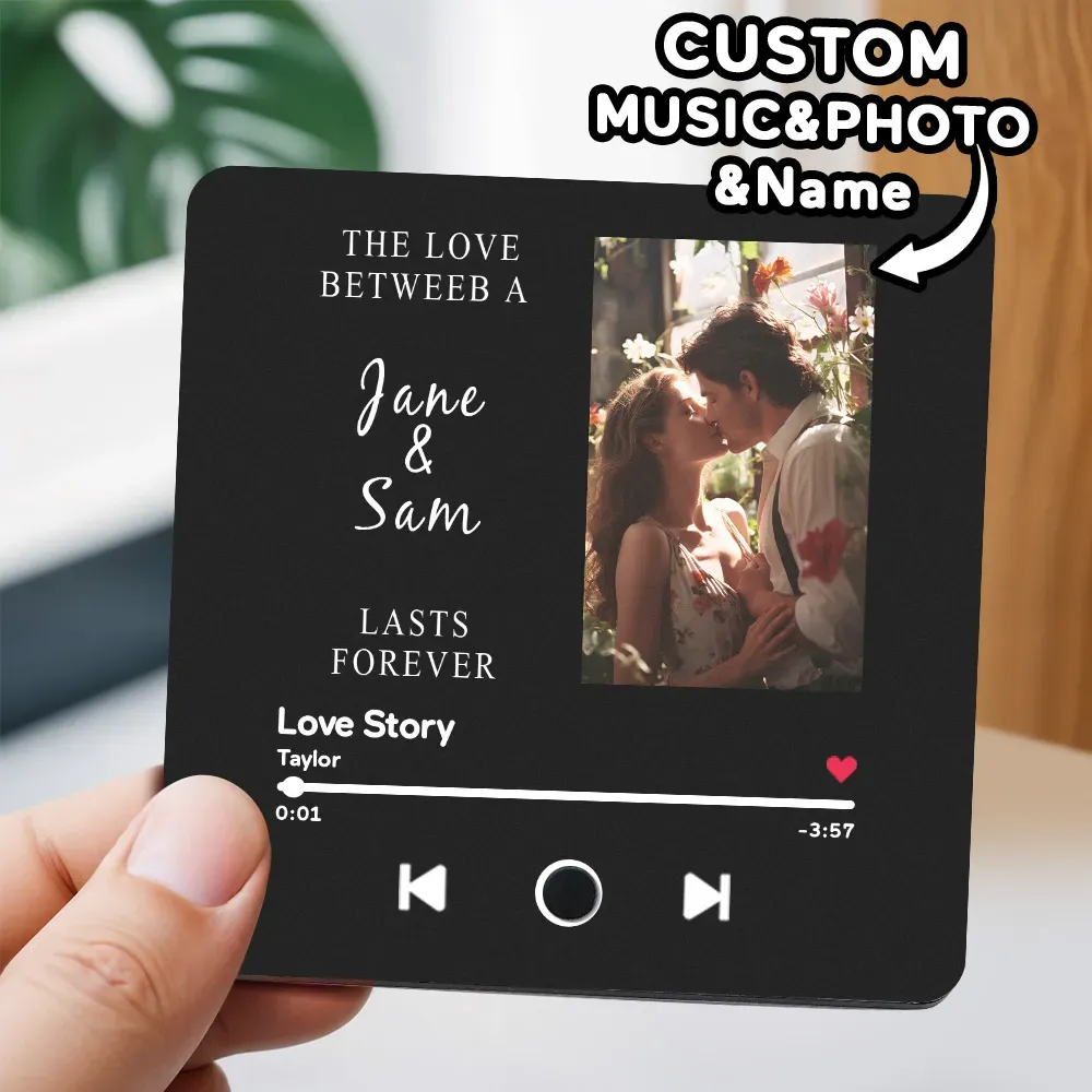 Engraving Text Music Fridge Magnet Personalized Photo Fridge Magnet Can Play Songs Gifts for Her 3.0 Version with Frame - soufeelus