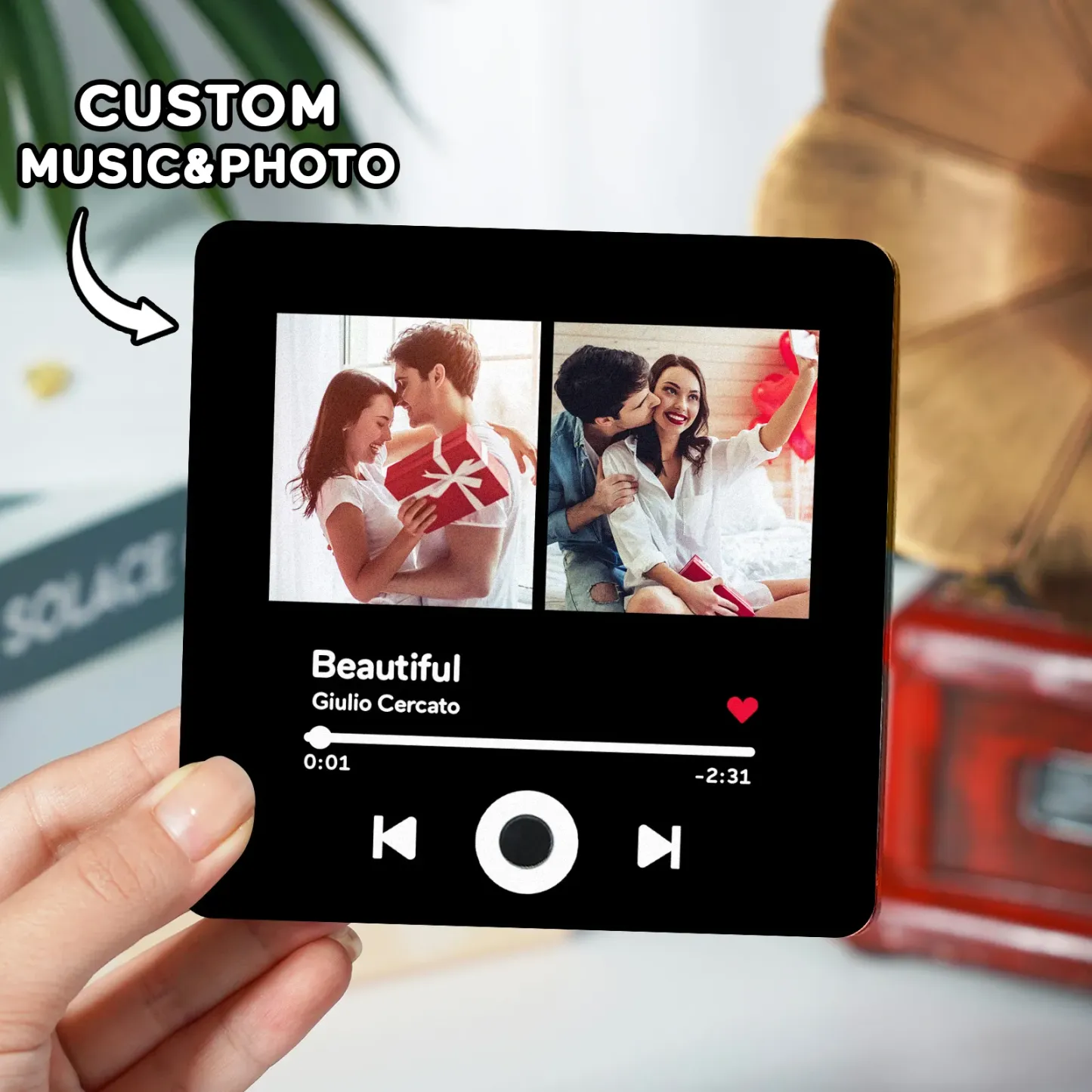 Custom Double Photo Fridge Magnet Personalised Photo Fridge Magnet Can Play Songs 3.0 Version with Frame Gifts - soufeelus