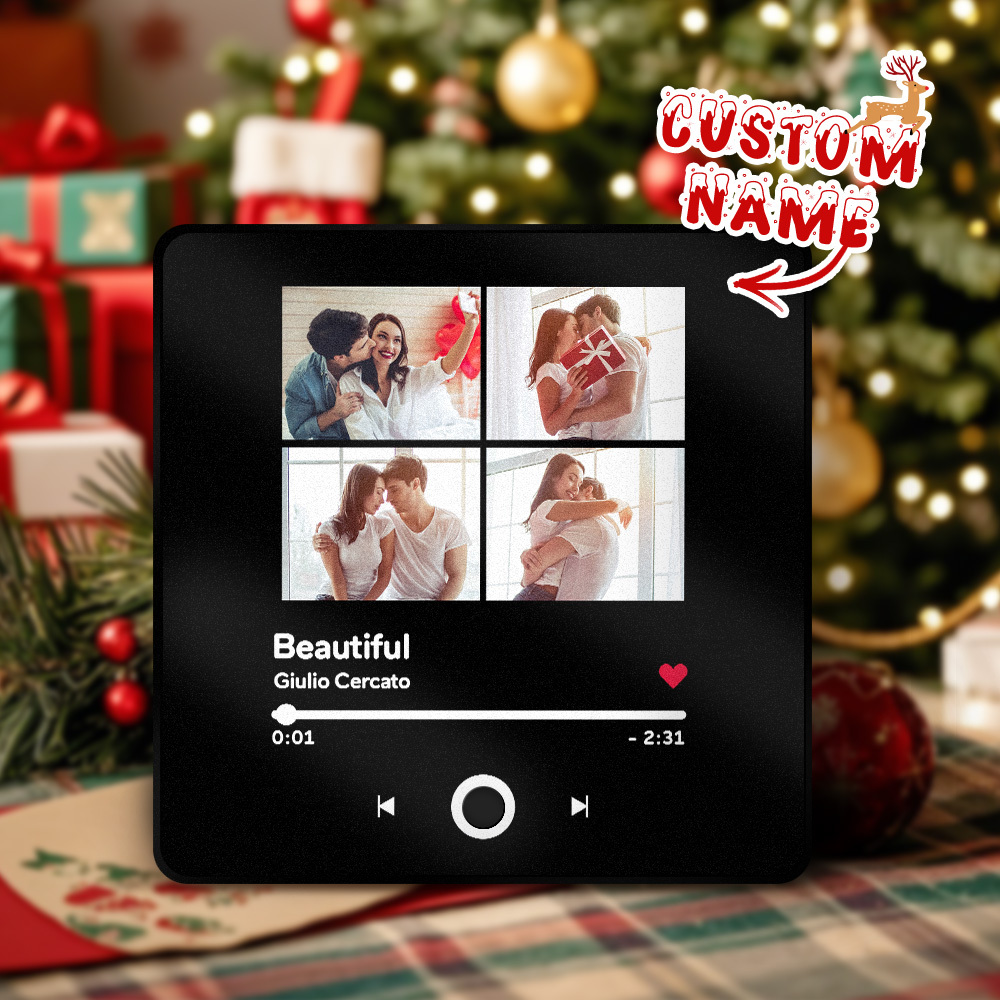 Customized Music Fridge Magnet Personalised Multiple Photo Fridge Magnet Can Play Songs Christmas Gifts