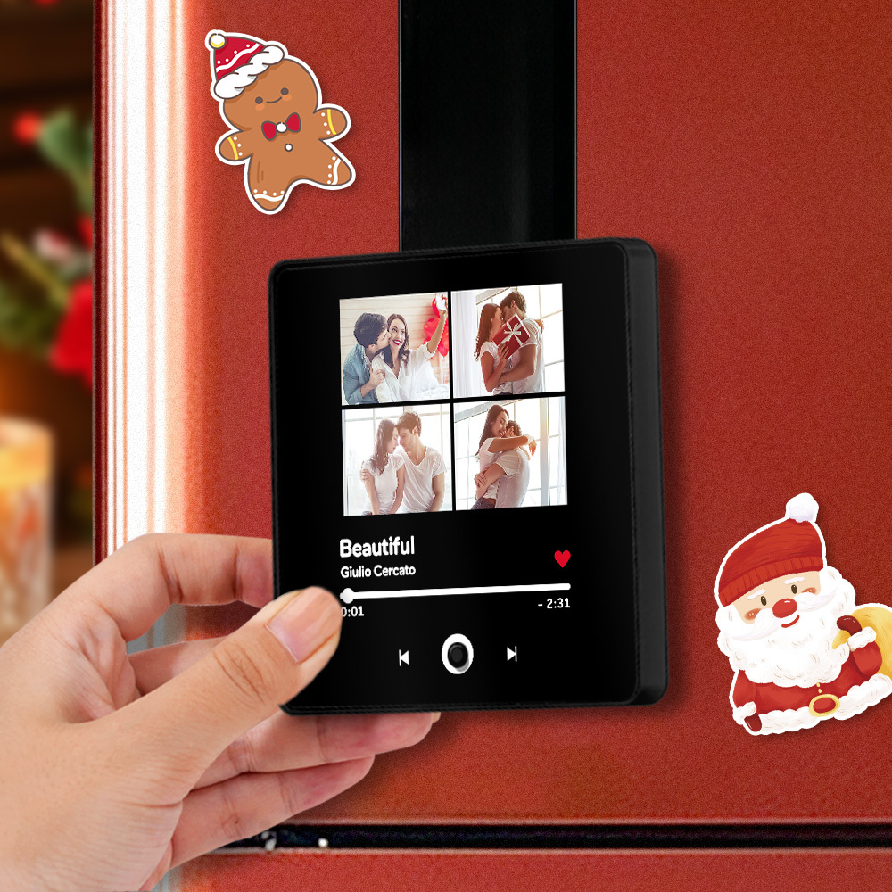 Customized Music Fridge Magnet Personalised Multiple Photo Fridge Magnet Can Play Songs Christmas Gifts - soufeelus