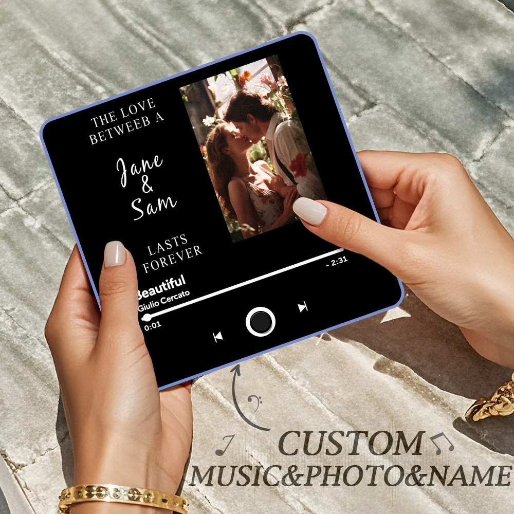 Engraving Text Music Fridge Magnet Personalized Photo Fridge Magnet Can Play Songs Gifts for Her 3.0 Version with Frame - soufeelus