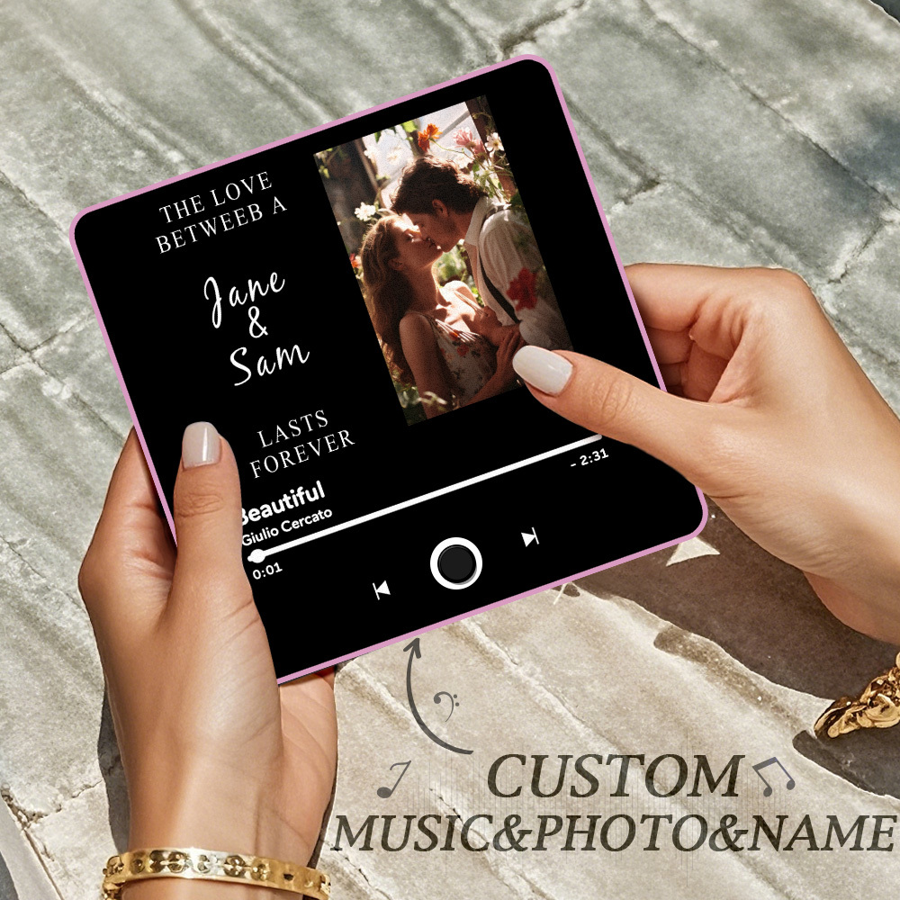 Engraving Text Music Fridge Magnet Personalized Photo Fridge Magnet Can Play Songs Gifts for Her 3.0 Version with Frame - soufeelus