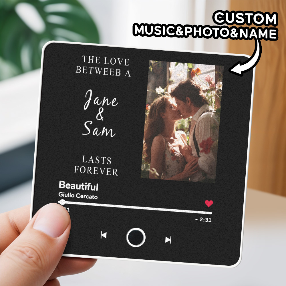 Engraving Text Music Fridge Magnet Personalized Photo Fridge Magnet Can Play Songs Gifts for Her 3.0 Version with Frame - soufeelus