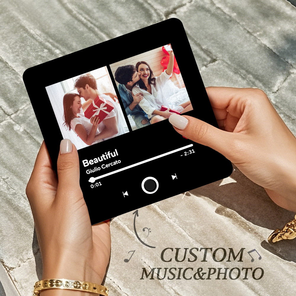 Custom Double Photo Fridge Magnet Personalised Photo Fridge Magnet Can Play Songs 3.0 Version with Frame Gifts - soufeelus