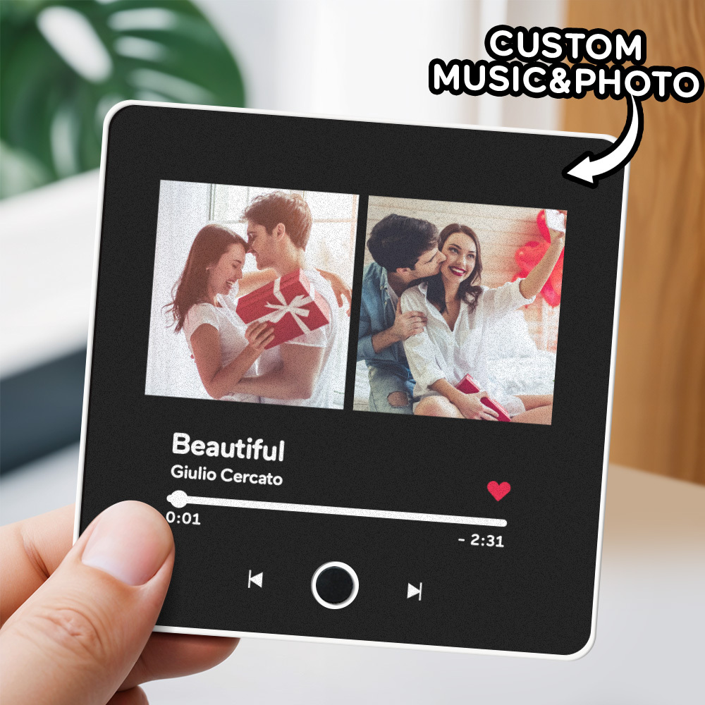 Custom Double Photo Fridge Magnet Personalised Photo Fridge Magnet Can Play Songs 3.0 Version with Frame Gifts - soufeelus
