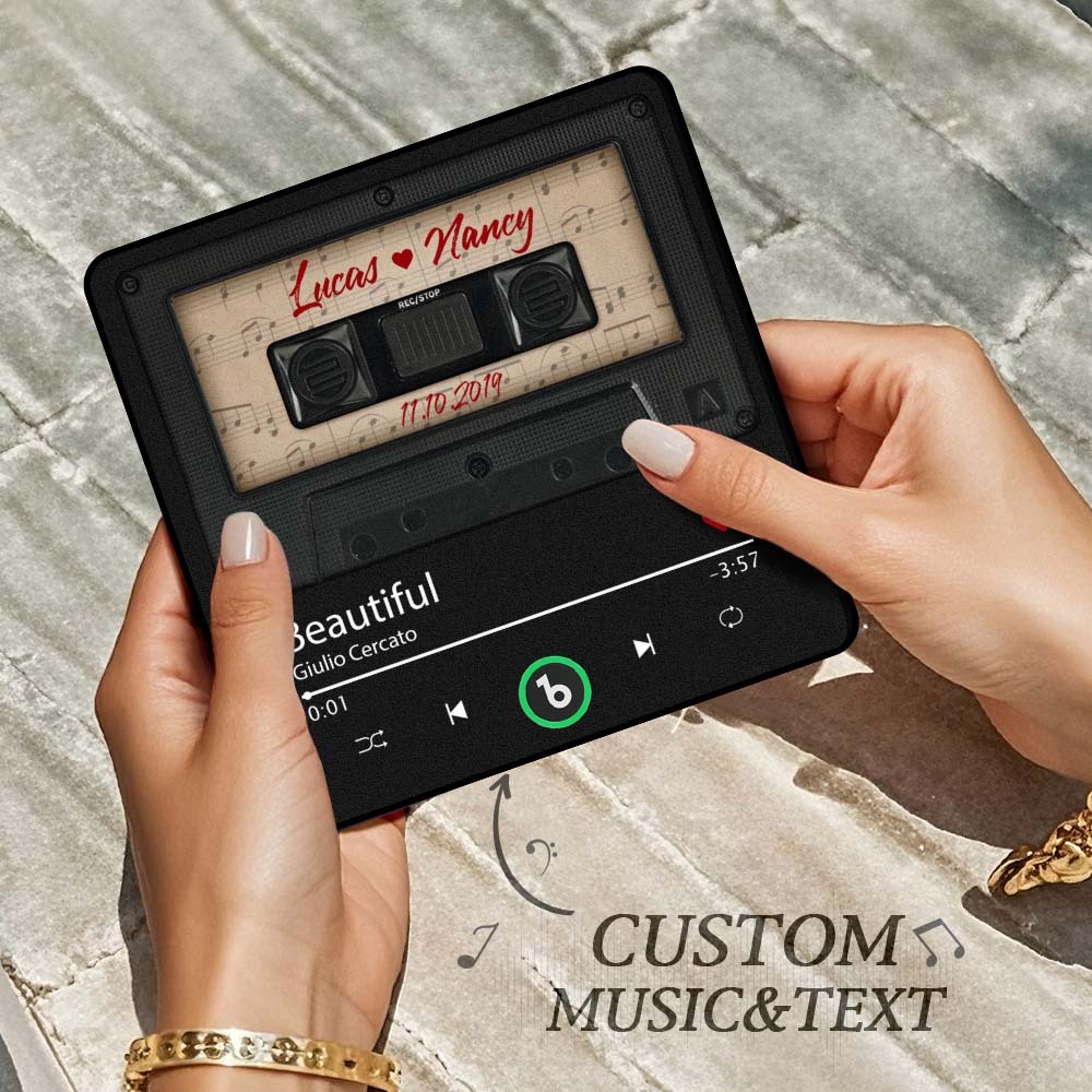 Custom Music Fridge Magnet Retro Black Cassette Tape Music Fridge Magnet New 4.0 Upgrade Music Wall Photo Sticker Music Movement That Can Be Played Gift for Couple - soufeelus