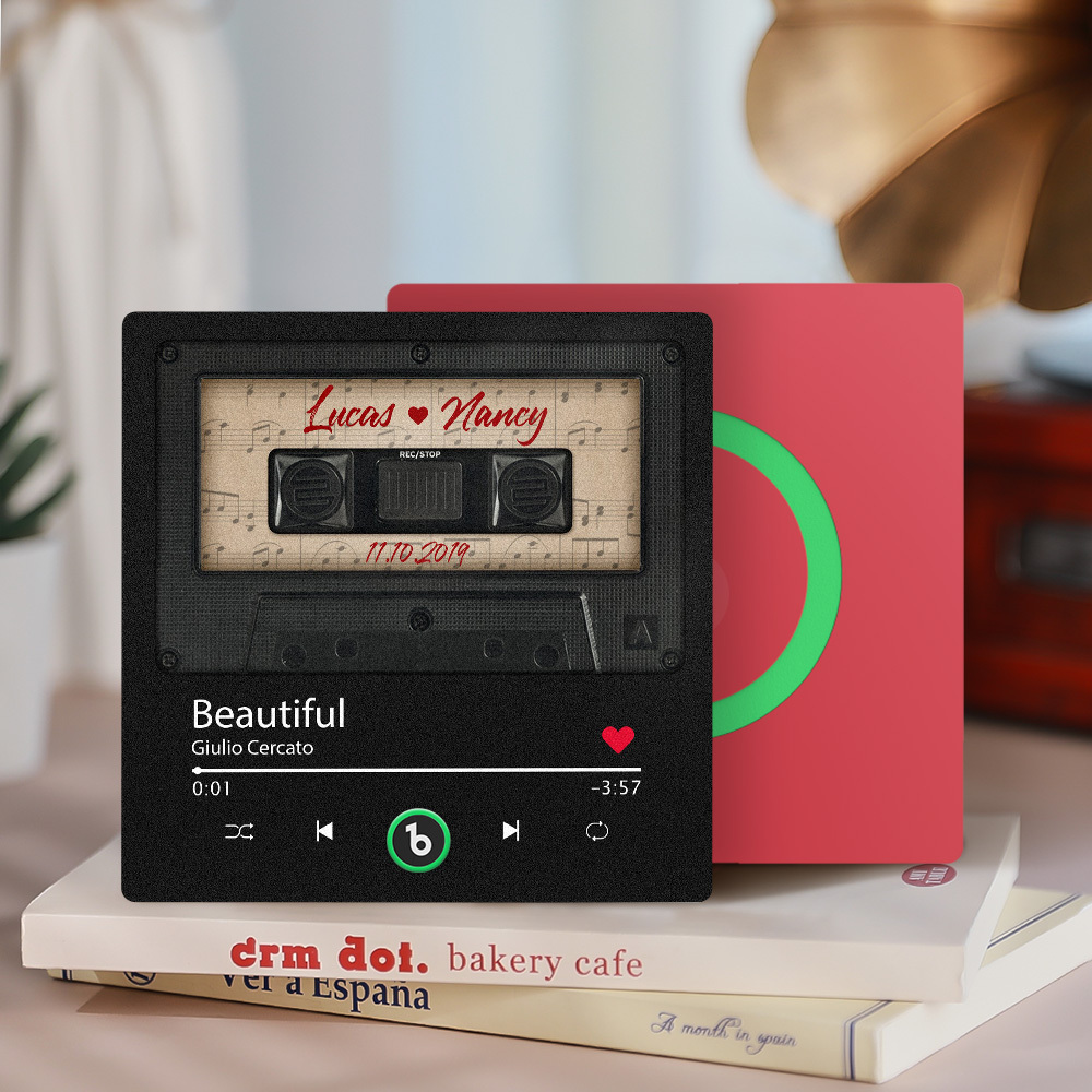 Custom Music Fridge Magnet Retro Black Cassette Tape Music Fridge Magnet New 4.0 Upgrade Music Wall Photo Sticker Music Movement That Can Be Played Gift for Couple - soufeelus