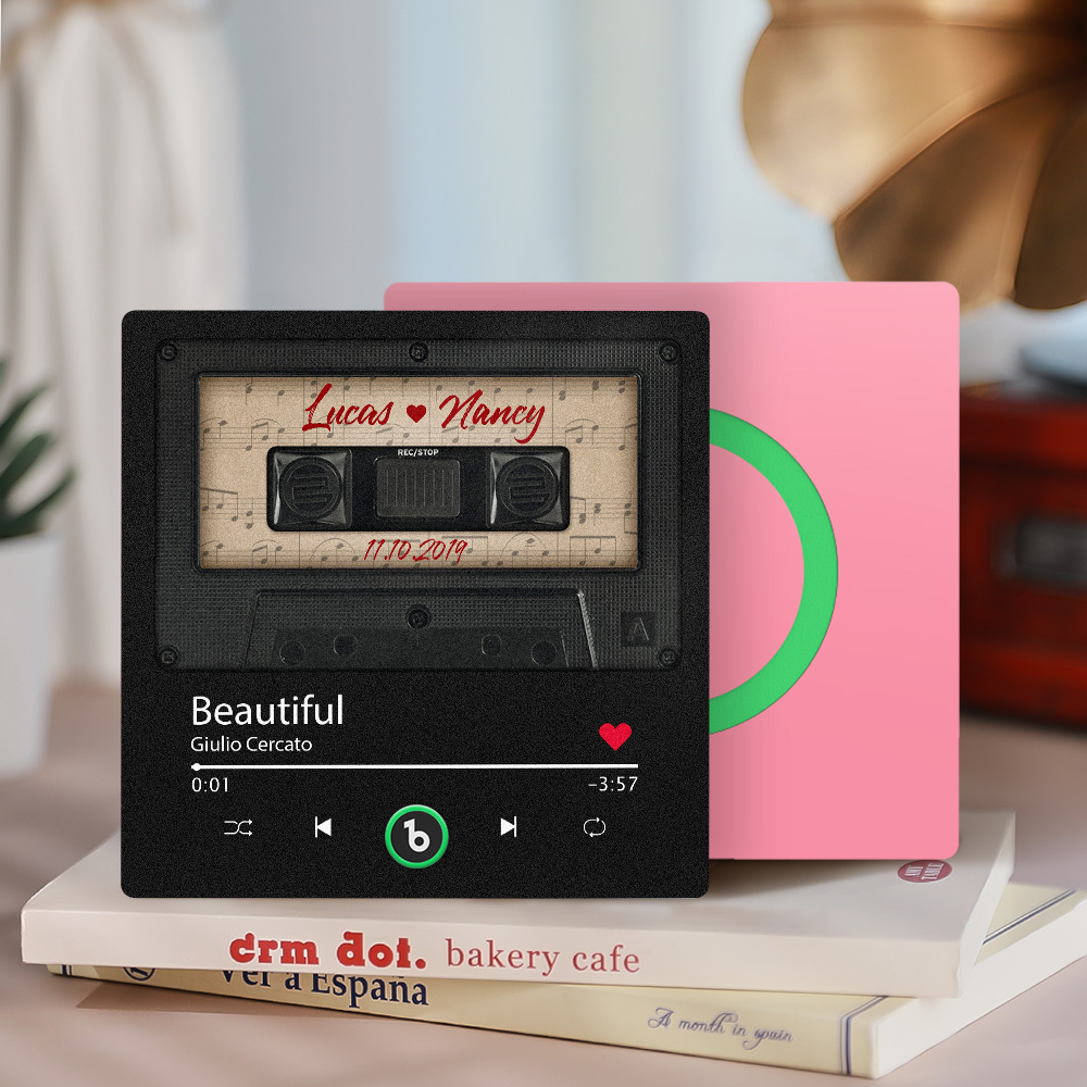 Custom Music Fridge Magnet Retro Black Cassette Tape Music Fridge Magnet New 4.0 Upgrade Music Wall Photo Sticker Music Movement That Can Be Played Gift for Couple - soufeelus
