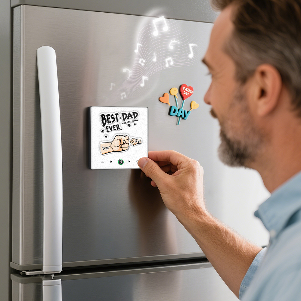 Custom Music Fridge Magnet New 4.0 Upgrade Colorful Frame Personalized Name Fist Gift Album Fridge Magnet Music Father's Day Gifts detail