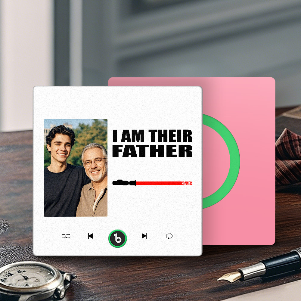 Custom Music Fridge Magnet New 4.0 Upgrade Colorful Frame Light Saber I Am Their Father Personalized Photo Album Fridge Magnet Music Father's Day Gifts - soufeelus