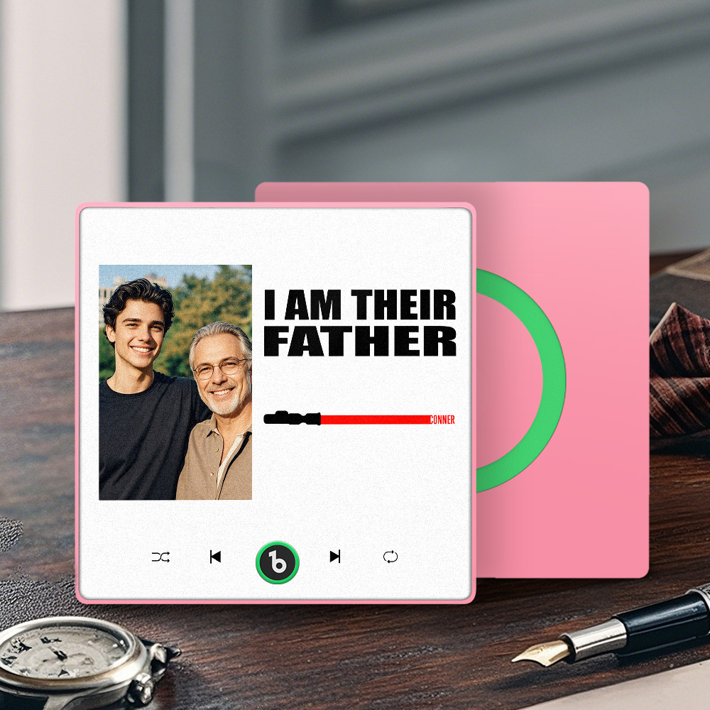 Custom Music Fridge Magnet New 4.0 Upgrade Colorful Frame Light Saber I Am Their Father Personalized Photo Album Fridge Magnet Music Father's Day Gifts - soufeelus
